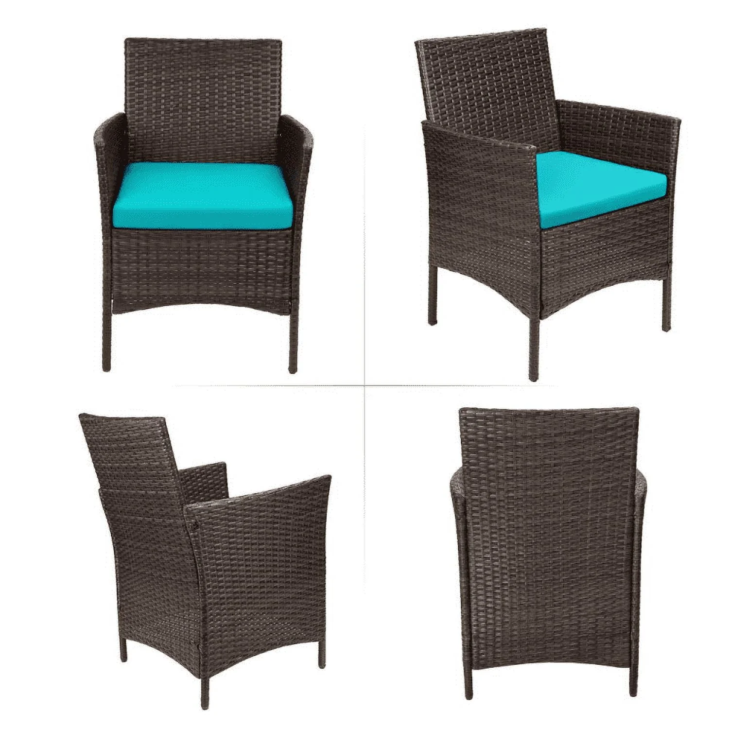 Lacoo 3 Pieces Outdoor Patio Furniture PE Rattan Wicker Table and Chairs Set Bar Set with Cushioned Tempered Glass, Brown/Beige, 2 - Womvr