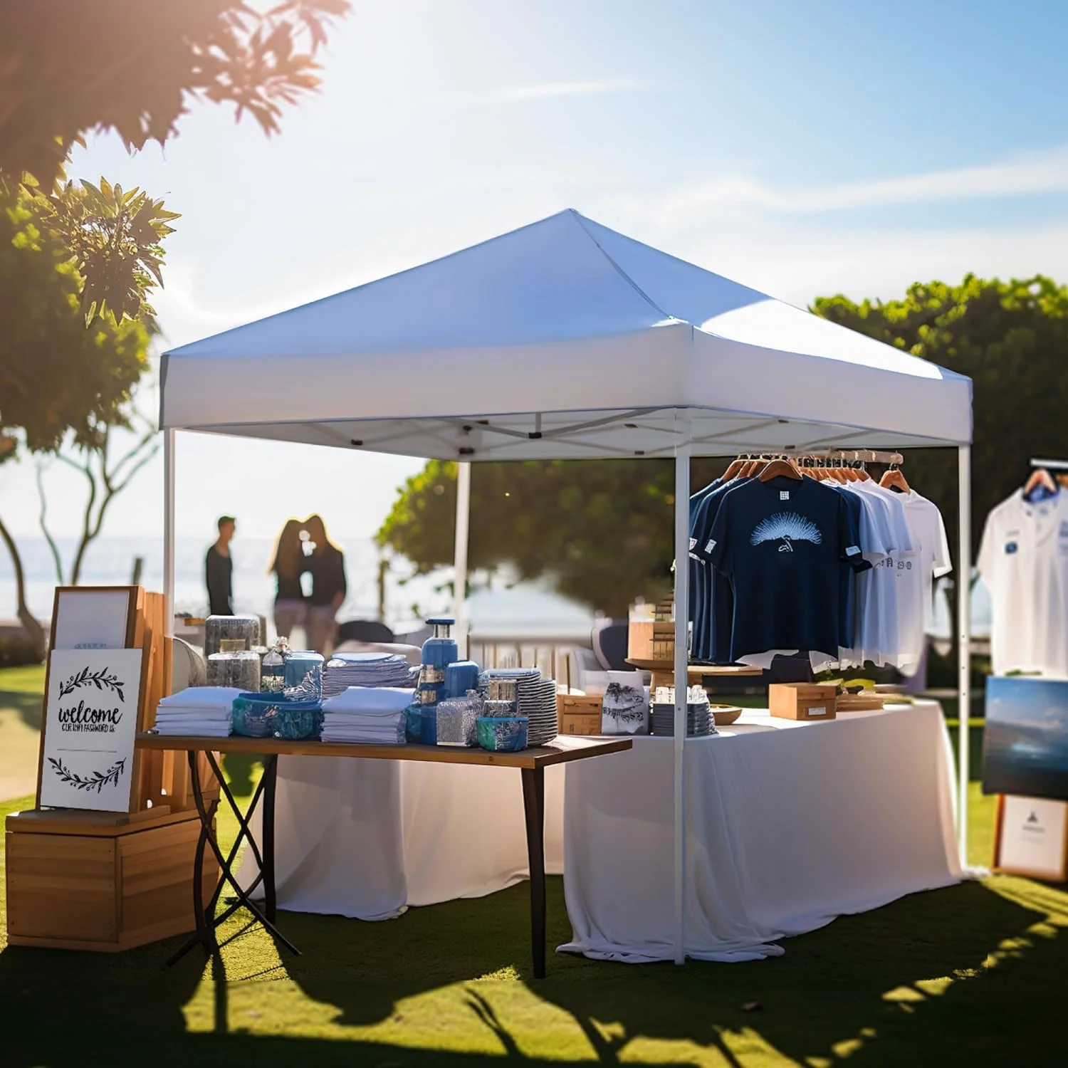 GVDV Canopy Tent, 10x10 ft Easy Pop up Outdoor Canopy Tent, Portable Straight Leg Gazebo Instant Canopy, Blue - Womvr