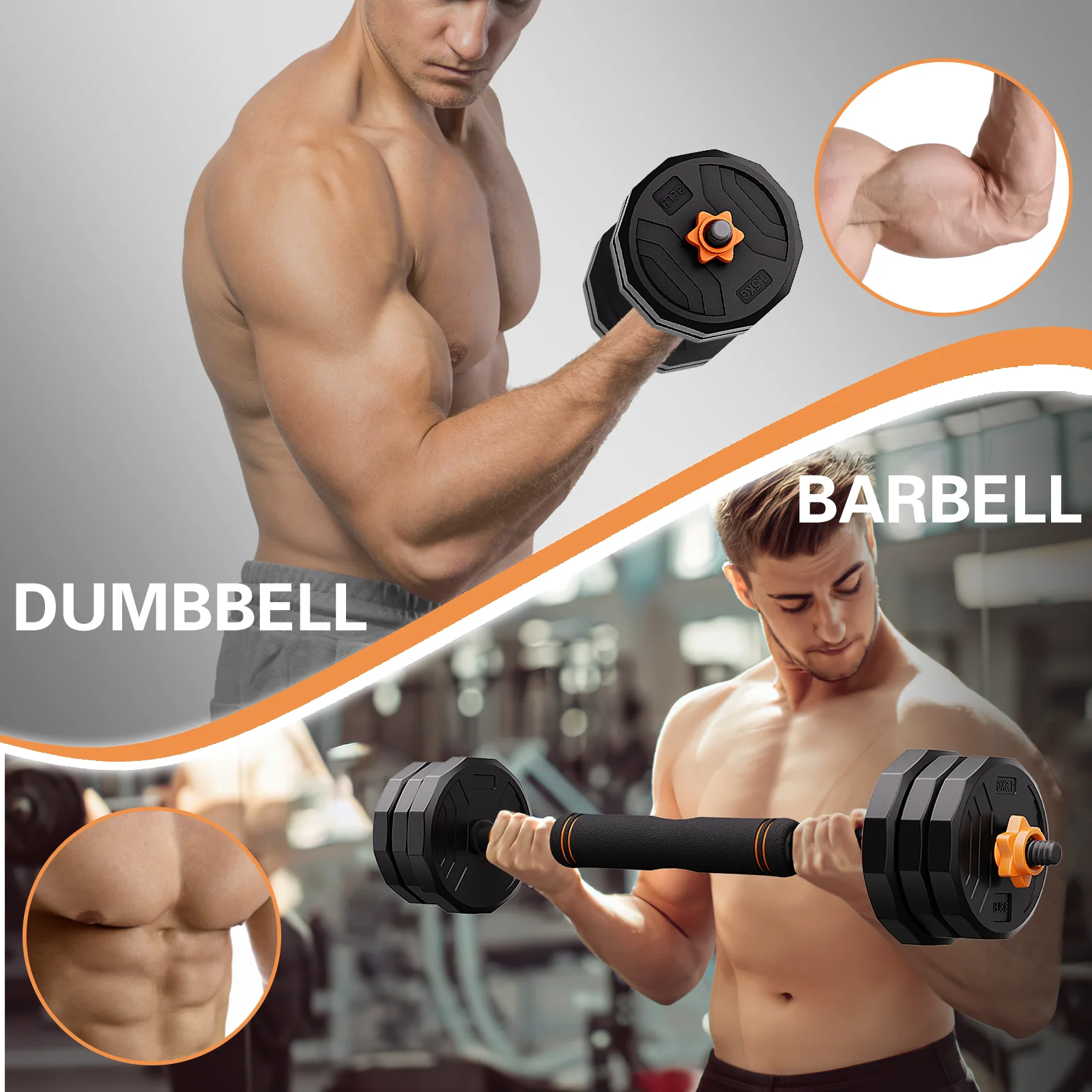 GIKPAL 66lb 6-in-1 Adjustable Dumbbells Set Free Weight Set with Connector Used as Barbell, Kettlebells, Push up Stand, Fitness Exercises for Home Gym Suitable Men/Women - Womvr