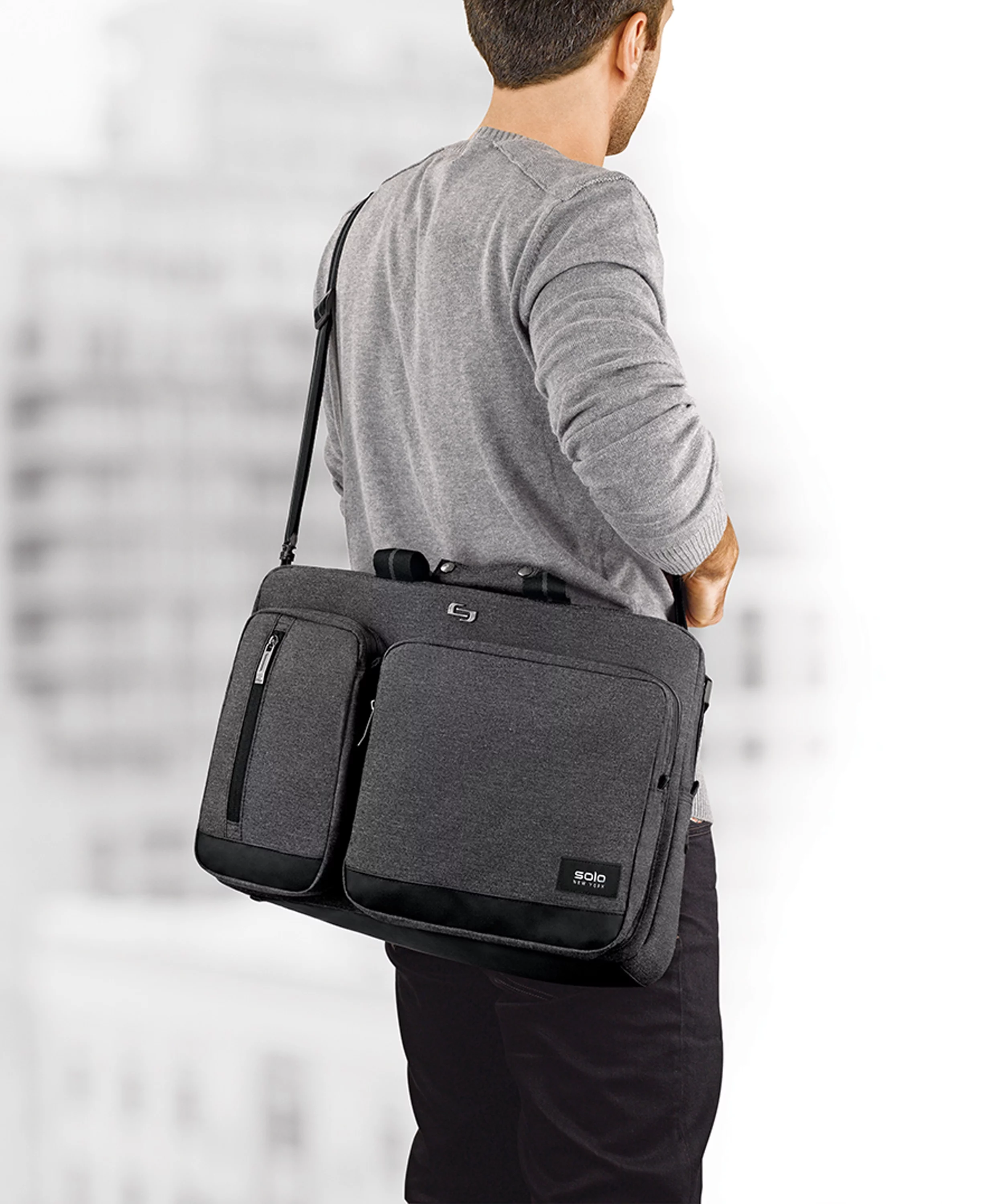 Solo New York Duane Hybrid Briefcase Backpack, Gray, Laptop Tote - Womvr