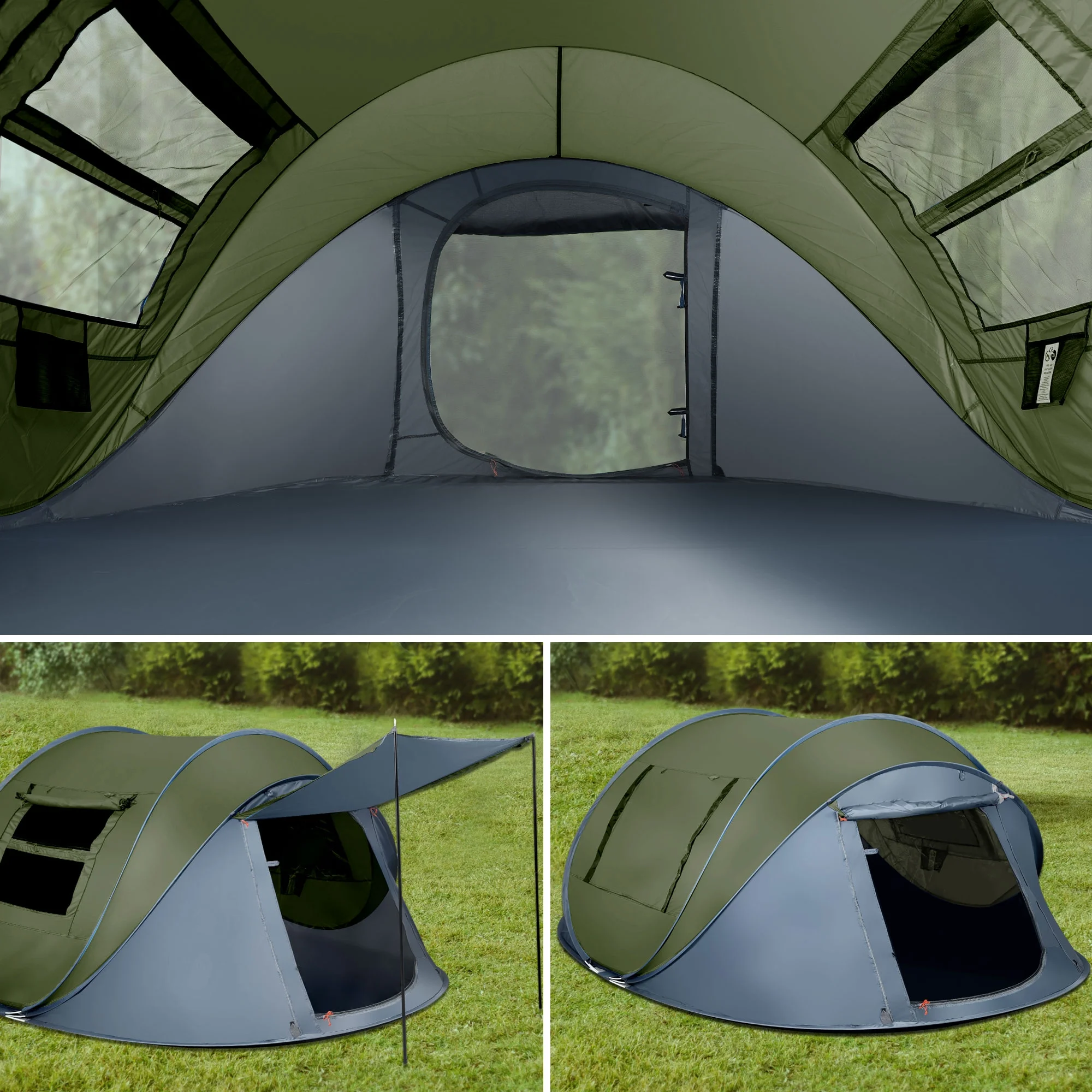 GVDV Camping Tent, 6 Person Easy Pop up Tent, Automatic Setup 2 Doors-Instant Family Tents for Camping Hiking & Traveling, 10.5ft x 7.2ft x52in, Green - Womvr
