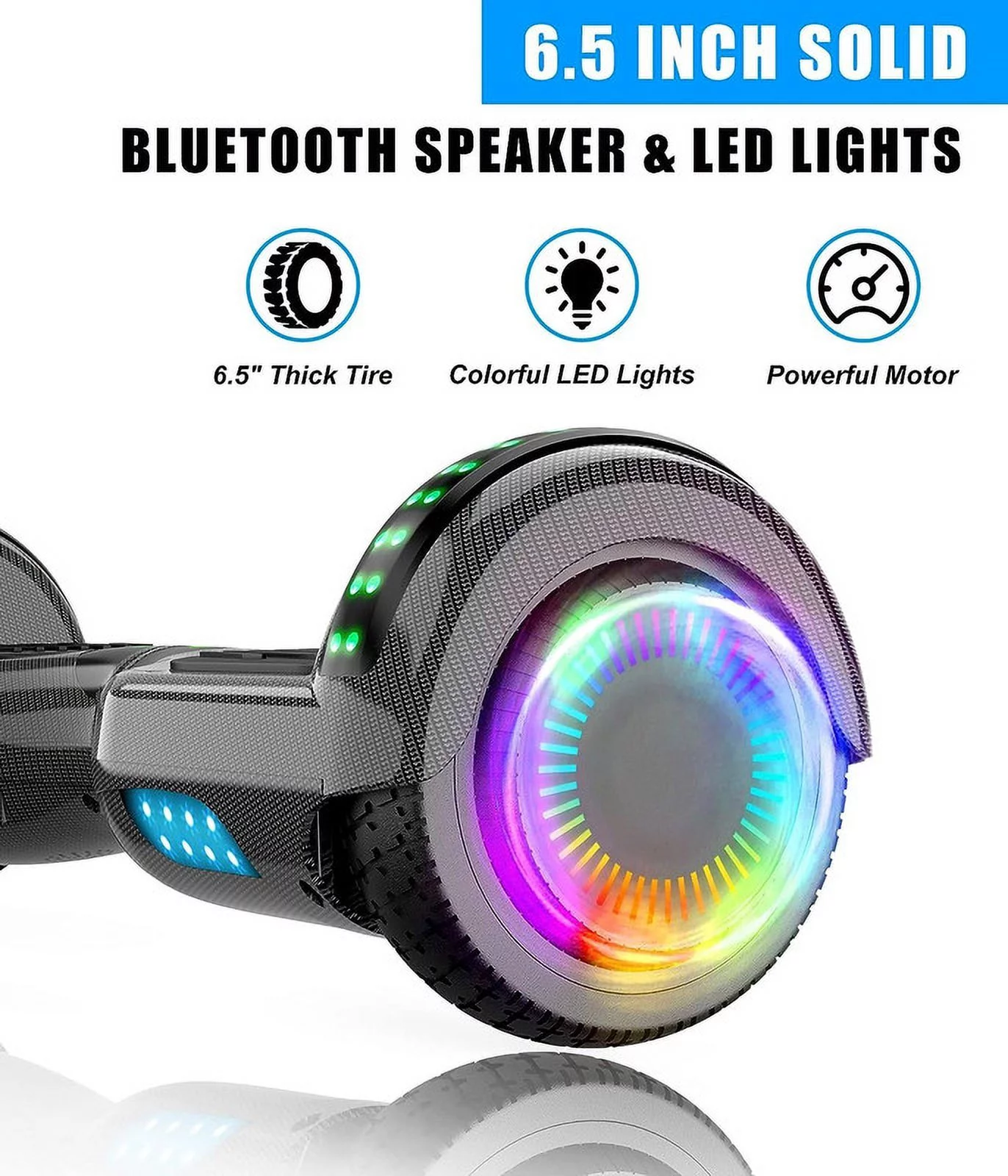 SISIGAD Hoverboard with Seat, 6.5 inch Hoverboard Go Kart Combo with Bluetooth Speaker & LED Lights for Kids Adults - Womvr