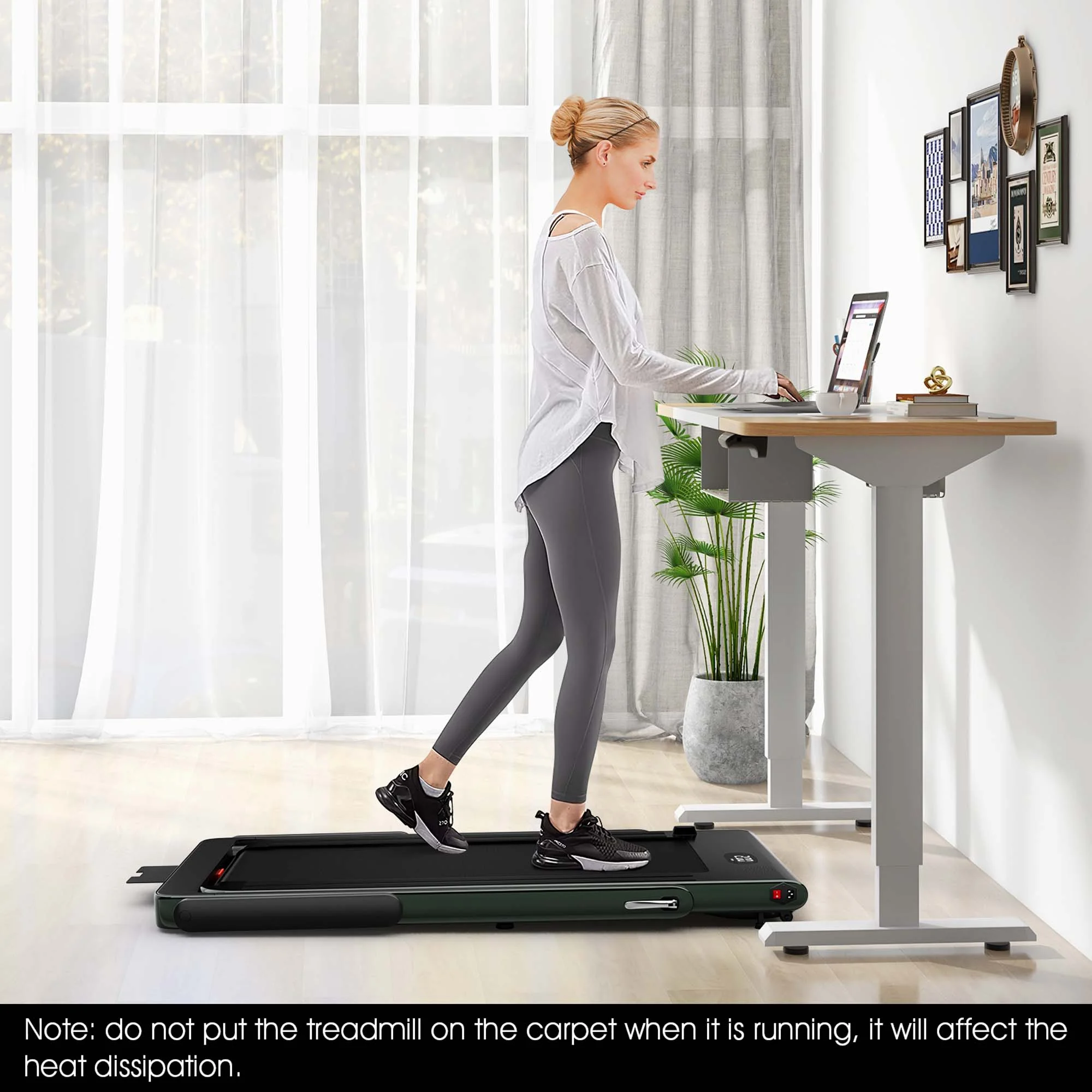 SuperFit Up To 7.5MPH 2.25HP 2 in 1 Dual Display Screen Folding Treadmill Jogging Machine W/APP Control Silver - Womvr