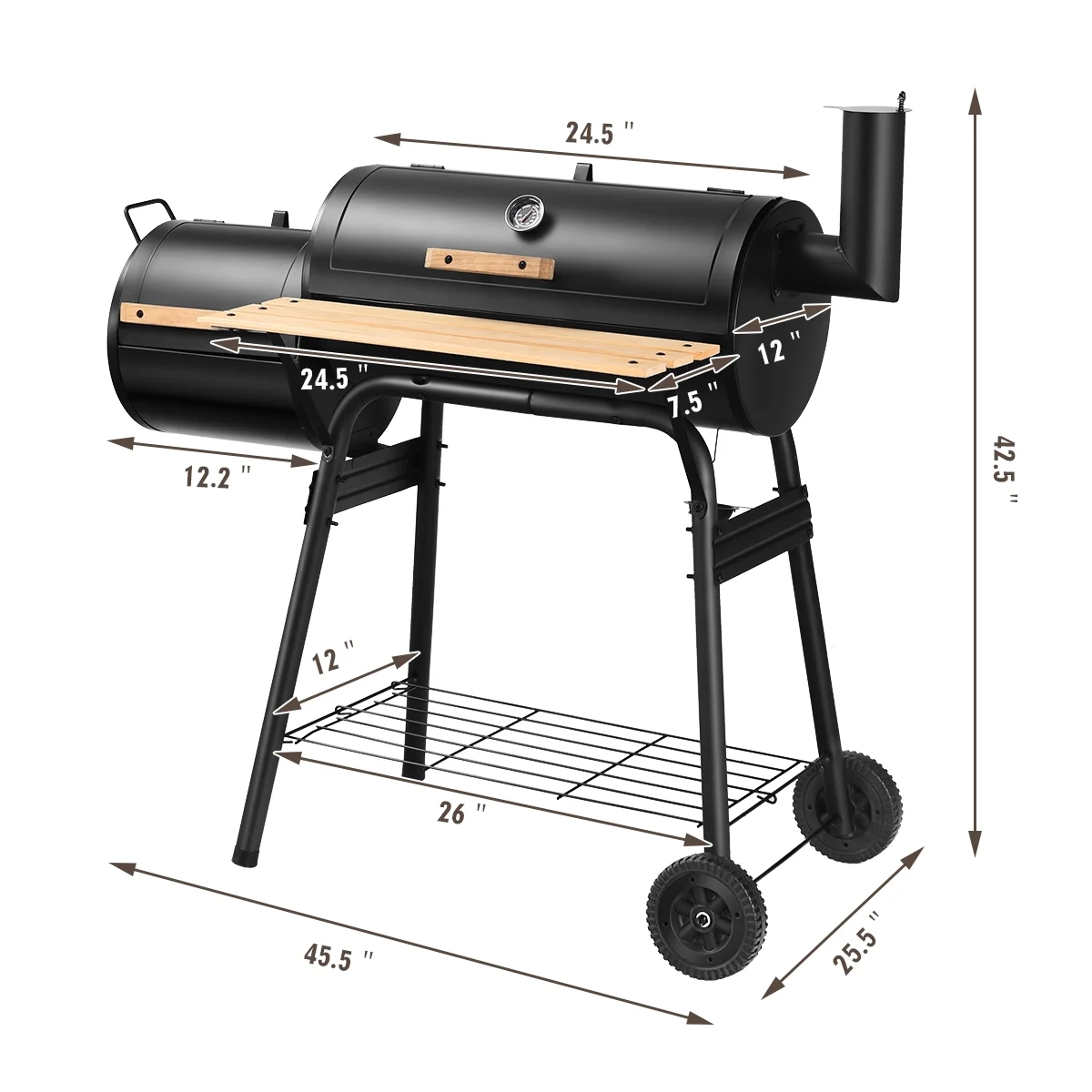 Costway Outdoor BBQ Grill Charcoal Barbecue Pit Patio Backyard Meat Cooker Smoker - Womvr
