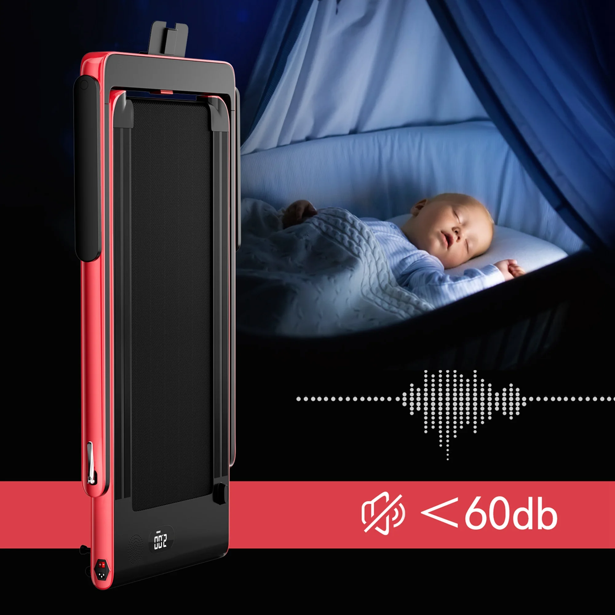 SuperFit Up To 7.5MPH 2.25HP 2 in 1 Single Display Screen Folding Treadmill Remote Control W/ APP Control Speaker Black - Womvr