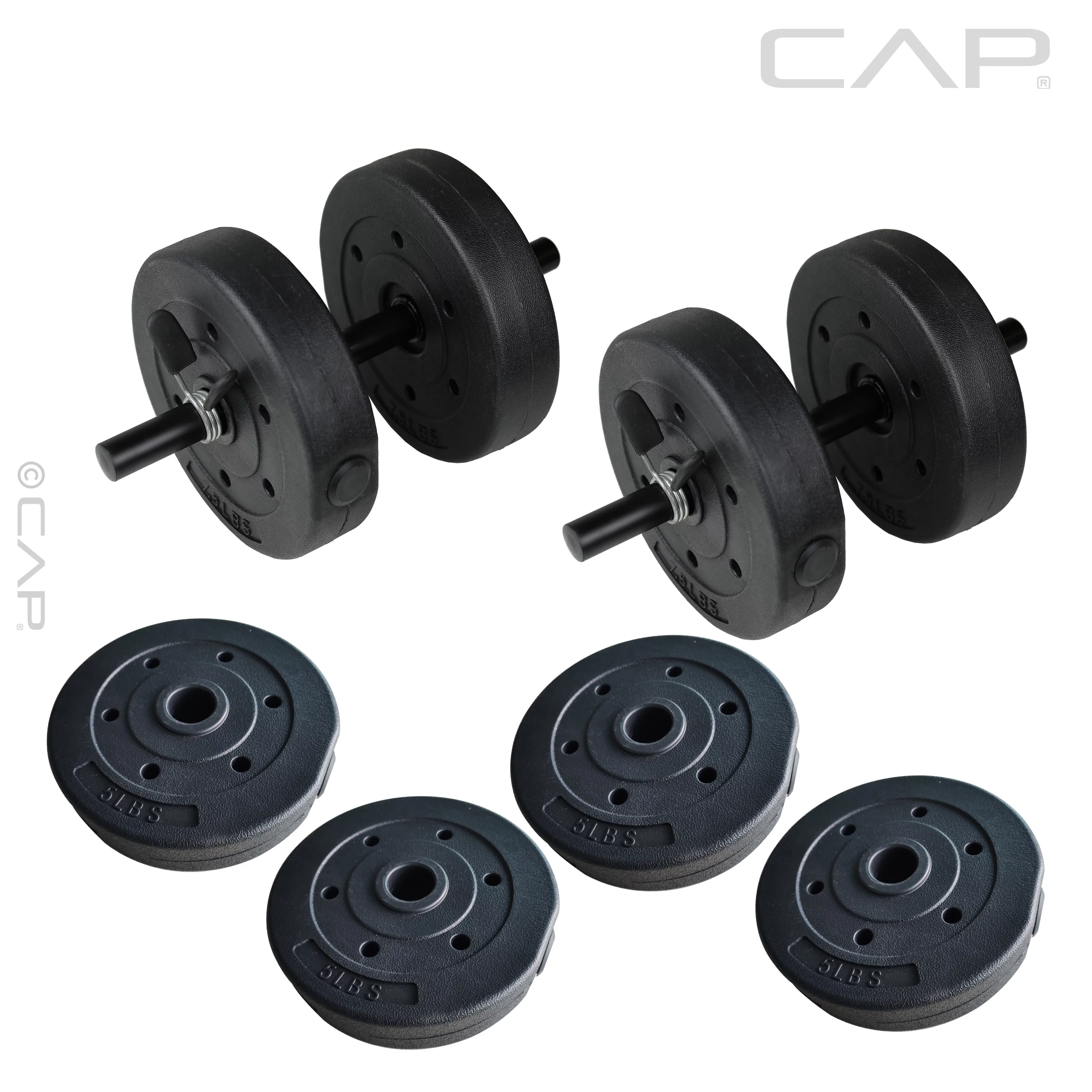 CAP Flat Weight Bench & 50 lb Adjustable Vinyl Dumbbell Set Combo - Womvr