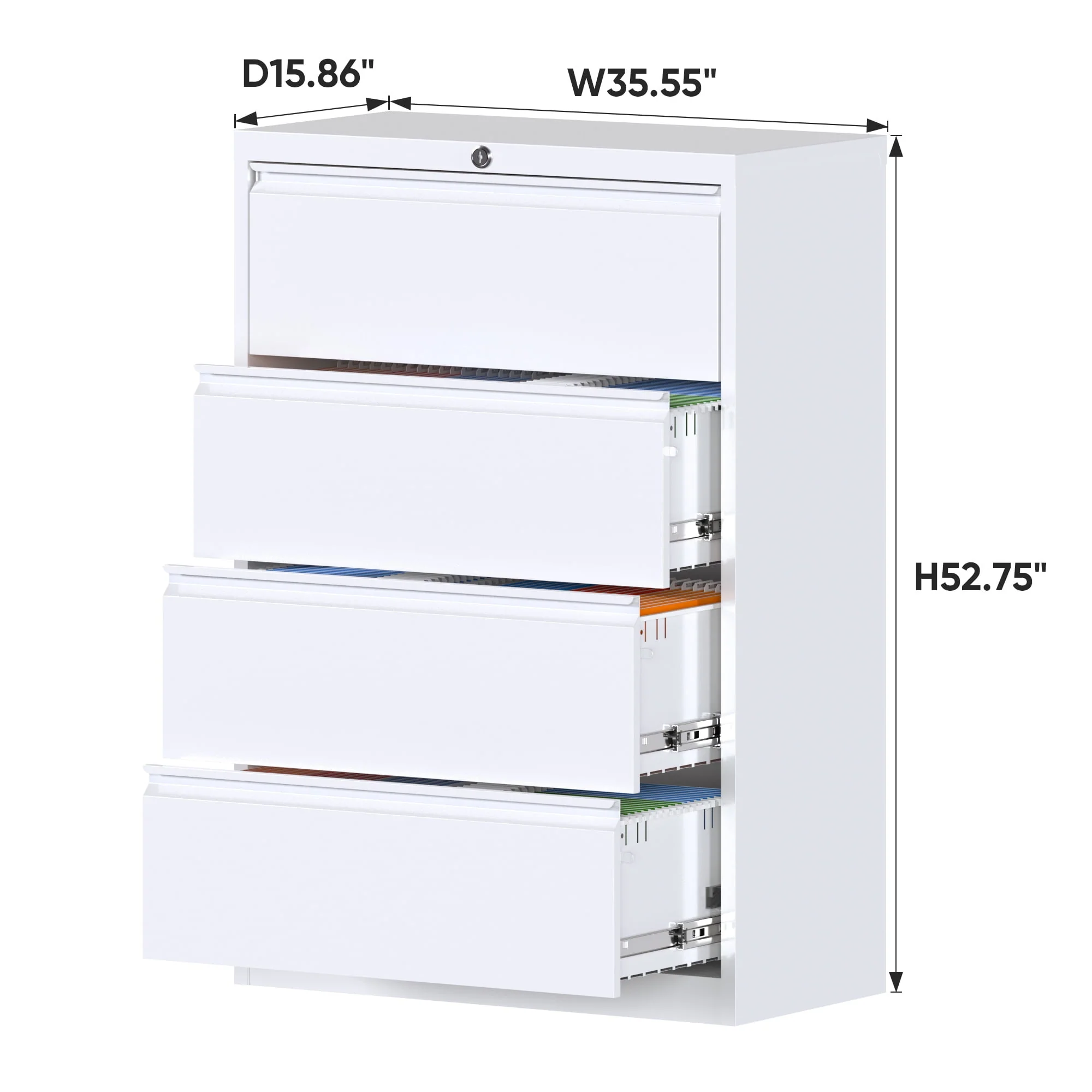 SUPEER 4 Drawer File Cabinet , Metal Vertical File Storage Cabinet with Lock, Office Home Steel Vertical File Cabinet for A4 Letter /Legal Size, 14.96