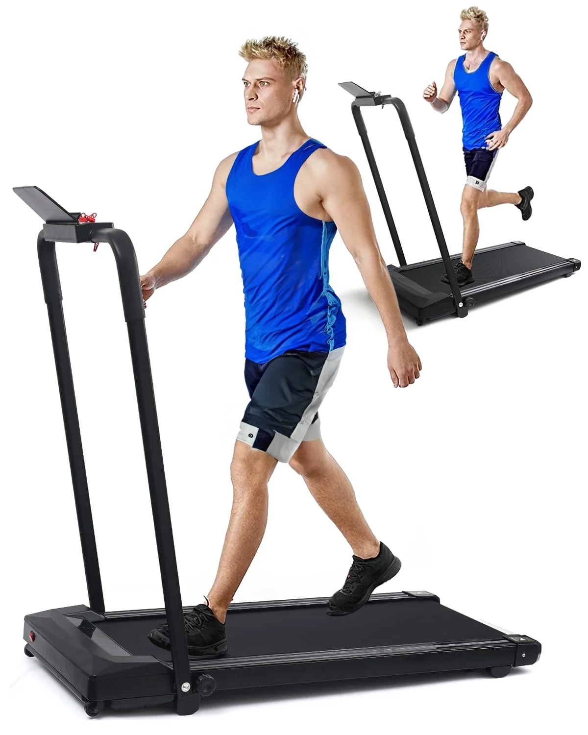 UPGO 2.25HP Walking Pad Under Desk Treadmill with 330 lbs Weight Capacity Walking Jogging Machine with Remote Control and LED for Home/Office - Womvr