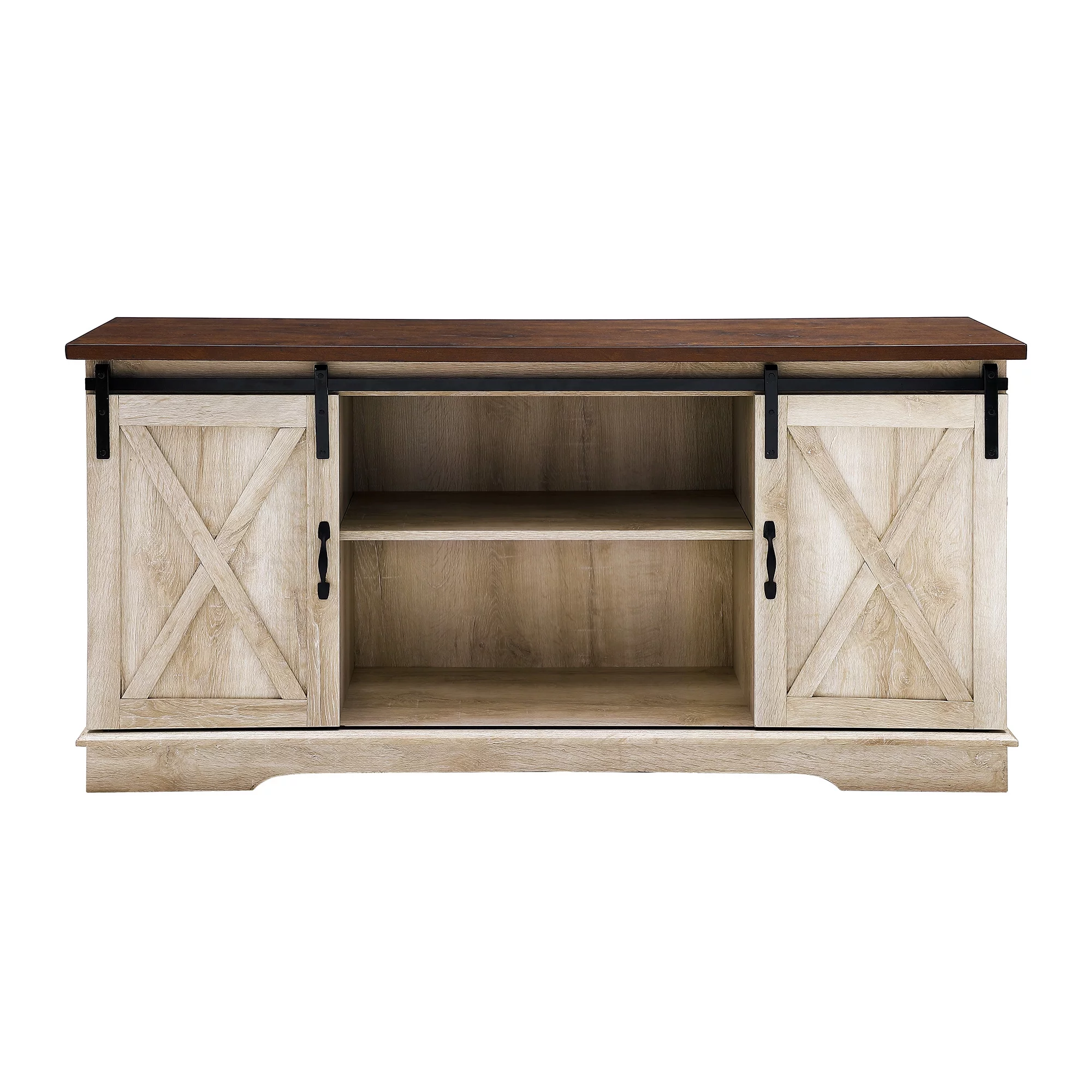 Woven Paths Farmhouse Sliding Barn Door TV Stand for TVs up to 65