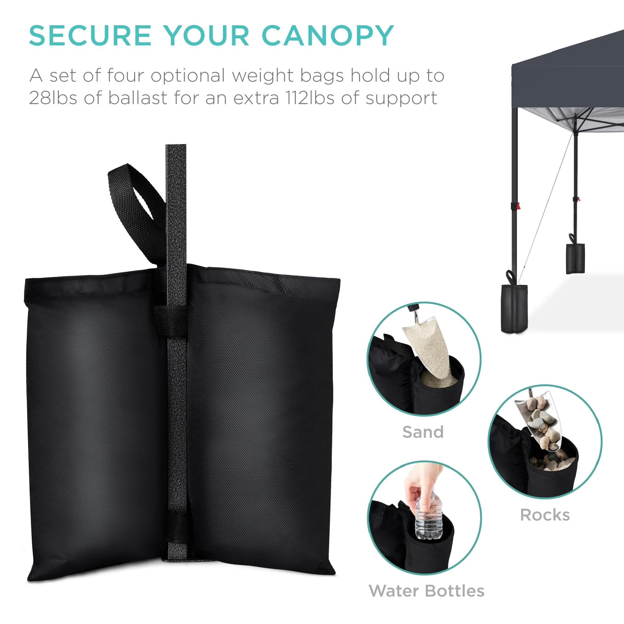 Best Choice Products 10x10ft Easy Setup Pop Up Canopy w/ 1-Button Setup, Wheeled Case, 4 Weight Bags - Cerulean - Womvr