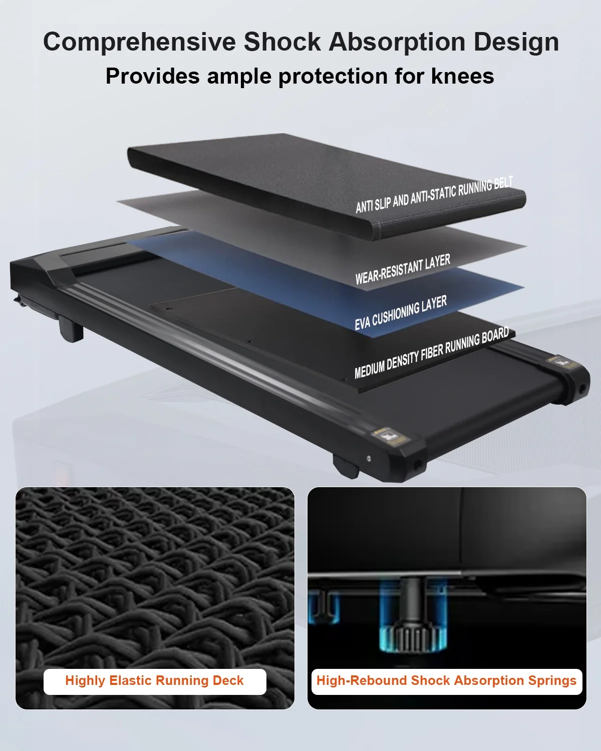 UPGO 2.25HP Walking Pad Under Desk Treadmill with 330 lbs Weight Capacity Walking Jogging Machine with Remote Control and LED for Home/Office - Womvr