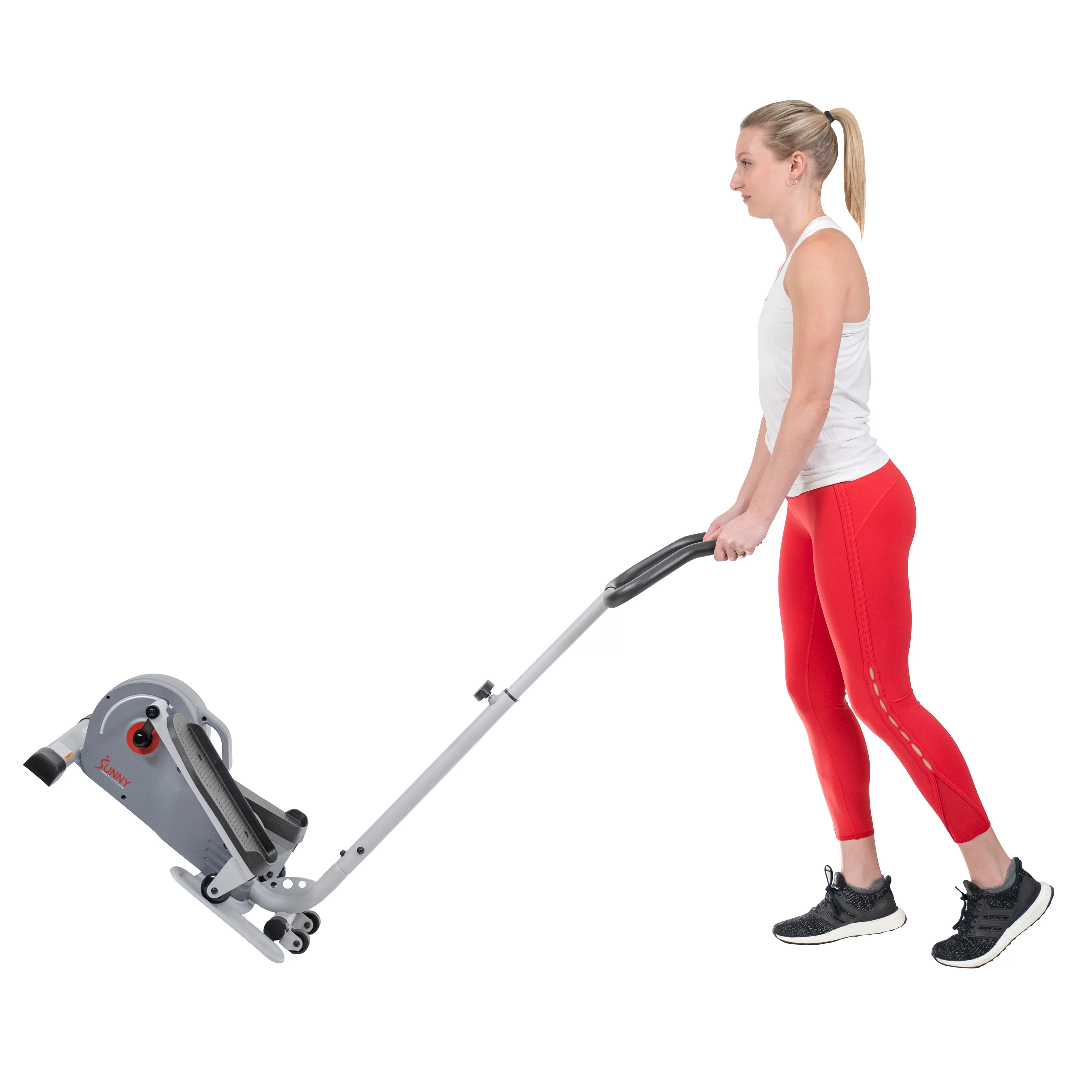 Sunny Health & Fitness Compact Magnetic Standing Elliptical Machine w/ Handlebars - Portable Workout Stepper for Home, SF-E3988 - Womvr