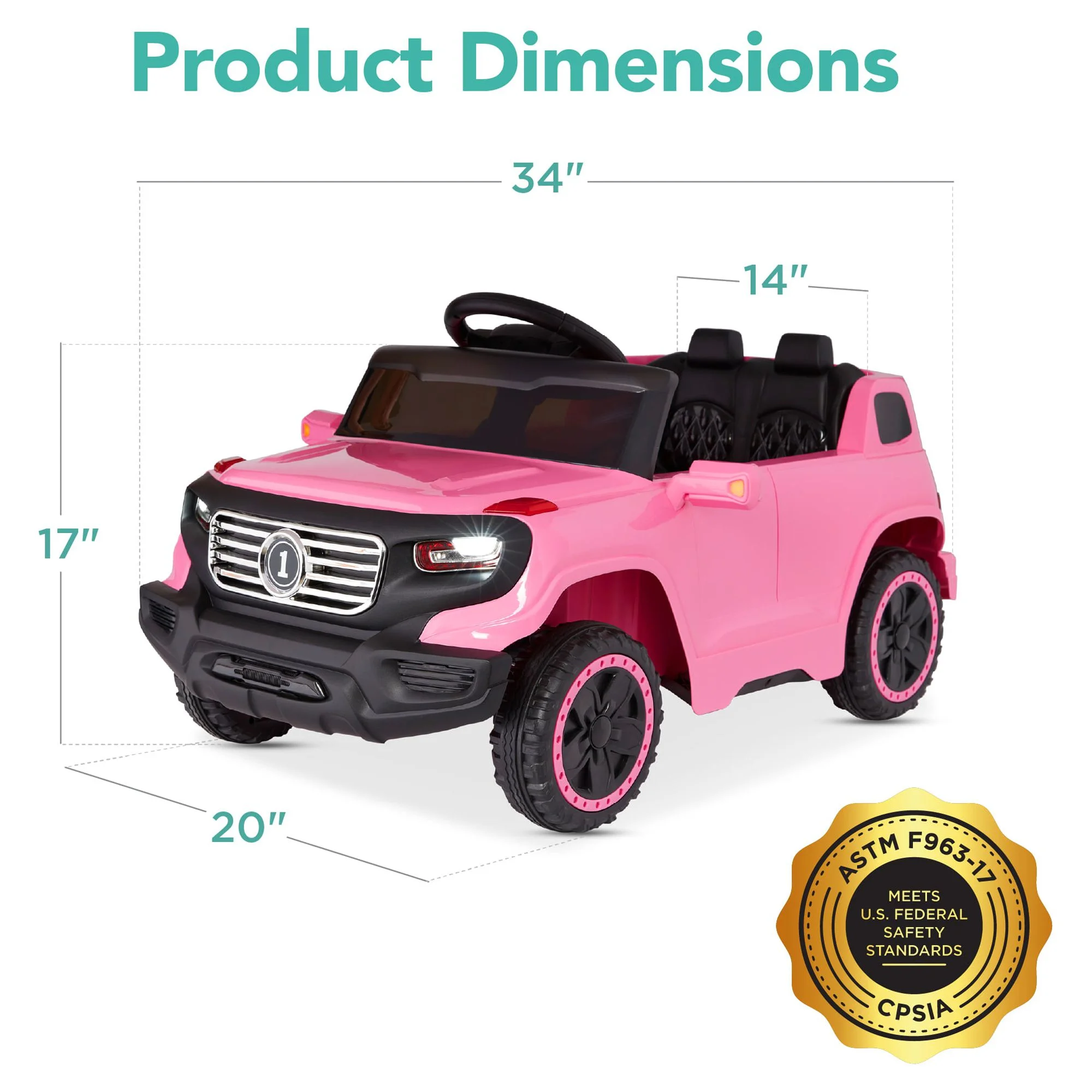Best Choice Products 6V Kids Ride On Car Truck w/ Parent Control, 3 Speeds, LED Headlights, MP3 Player, Horn - Pink - Womvr
