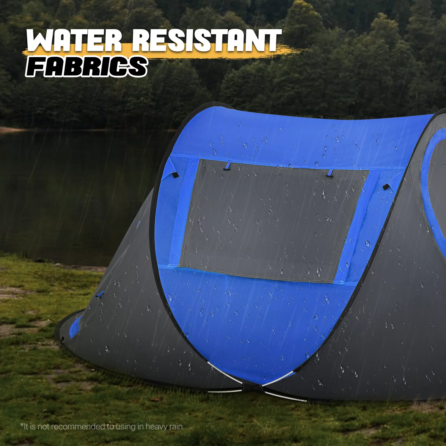 MoNiBloom Tent 3 Person Outdoor Pop Up, Family Travel Weatherproof Tent, 2 Doors and Side Windows with Carry Bag, Yellow - Womvr