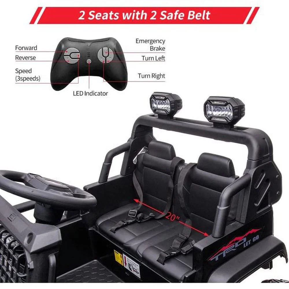 EastVita Kids 24V Ride on Car with Electric Remote Control Dual Drive Power Ride on Toys 2 Seats SUV Truck Wheels Vehicle - Womvr