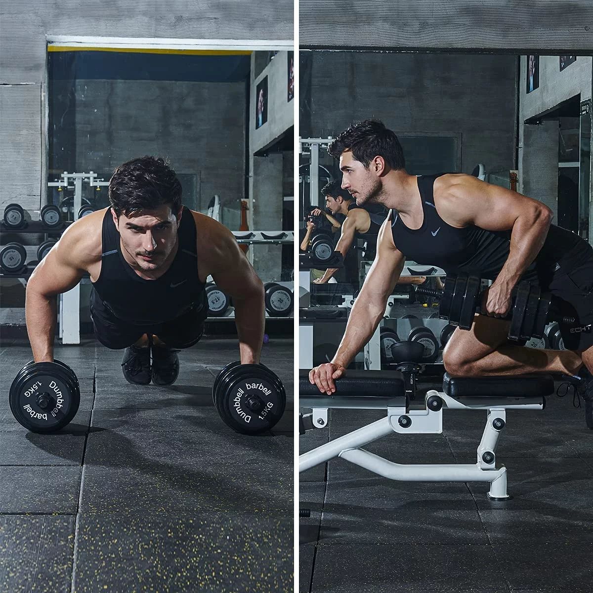 Adjustable Dumbbell Barbell 2 in 1, Neoprene Anti-Slip Handle, Easy Assembly and Save Space, Workout Strength Training Fitness Weight Home Gym��22lbs�� - Womvr