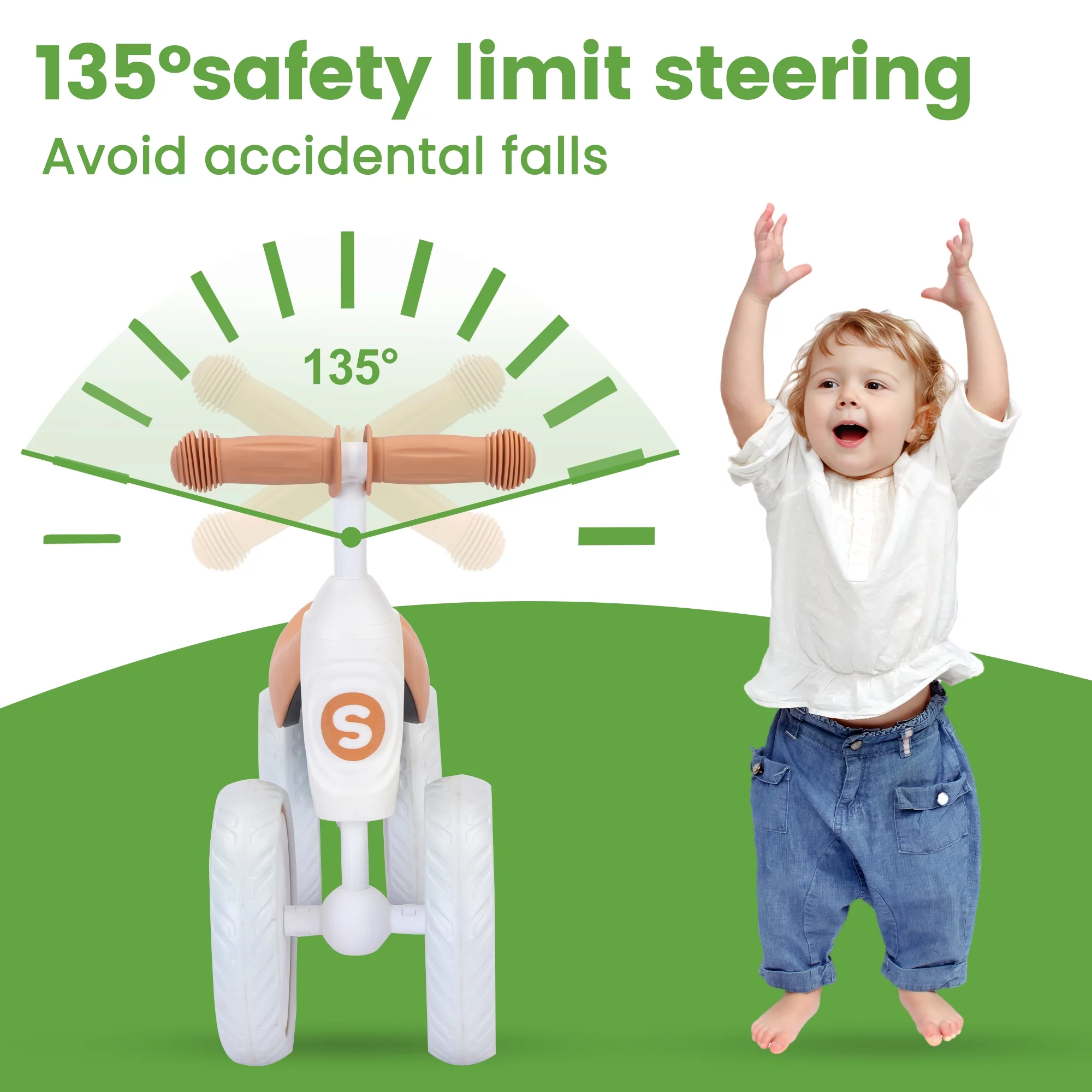 Sejoy Baby Balance Bike, 10-36 Month Kids Toddler Walker, 4 Wheels Riding Toys for Boys and Girls, First Birthday Gifts - Womvr