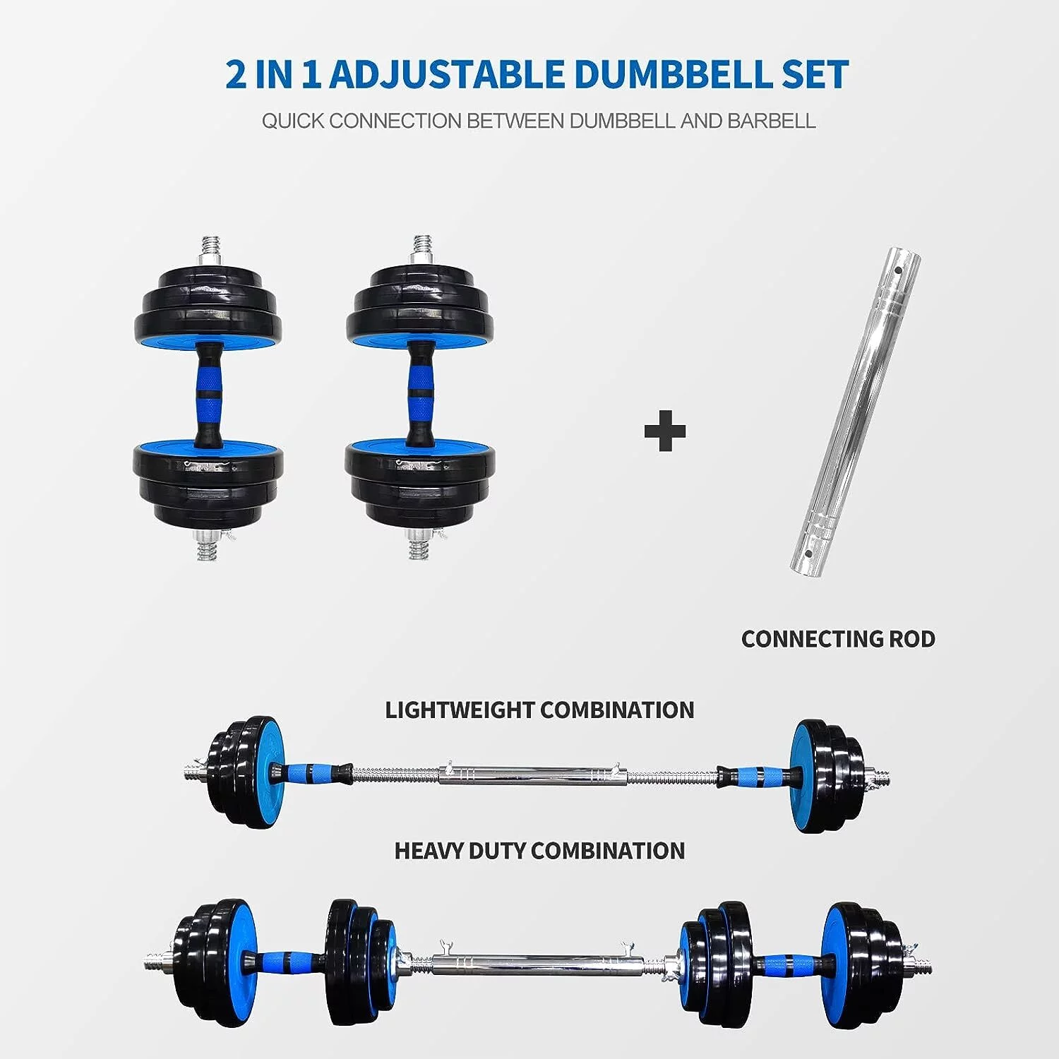 IVV Adjustable Weights Dumbbells Set of 2, 66LBS 2 in 1 Exercise & Fitness Dumbbells Barbell Set for Men Women - Womvr