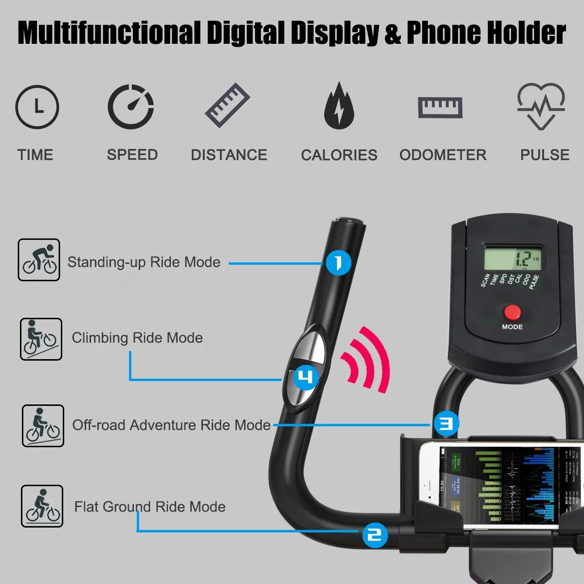 SuperFit Indoor Cycling Stationary Bike Belt Drive Adjustable Resistance - Womvr