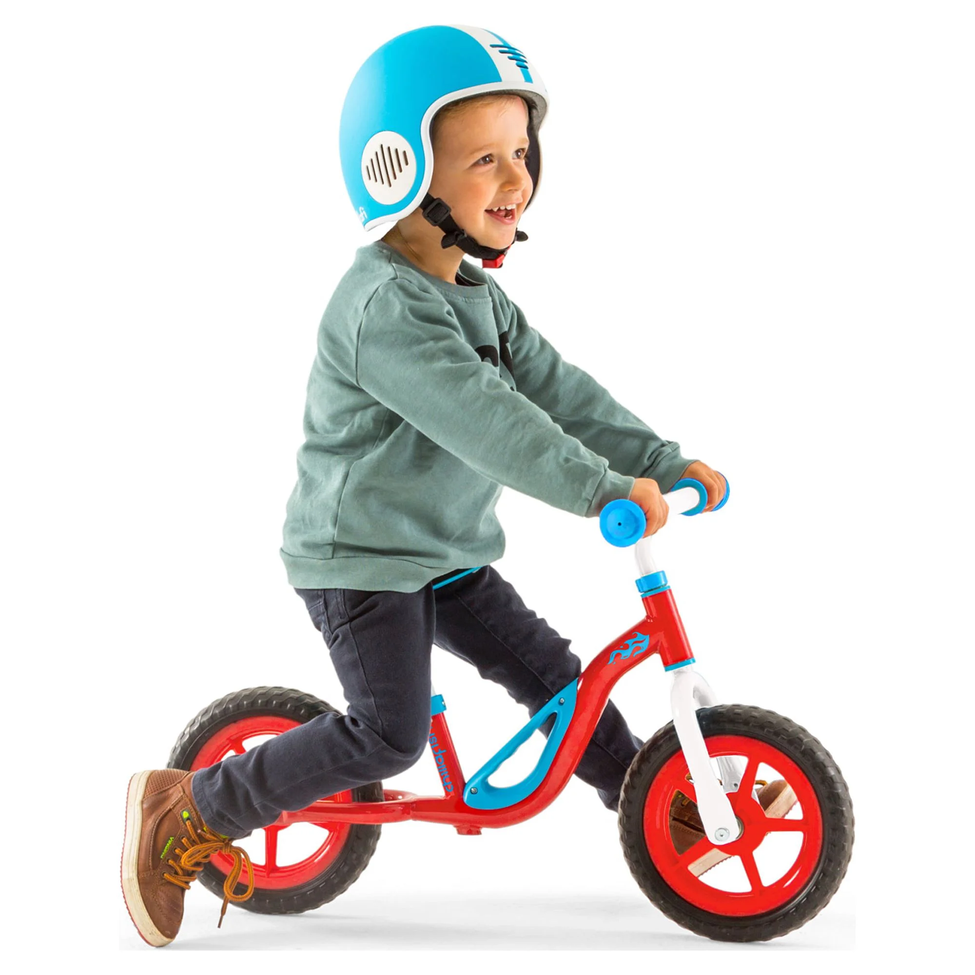 Chillafish Charlie lightweight toddler balance bike with carry handle, adjustable seat and handlebar, puncture-proof 10-inch wheels, for kids 18-48 months, Red - Womvr