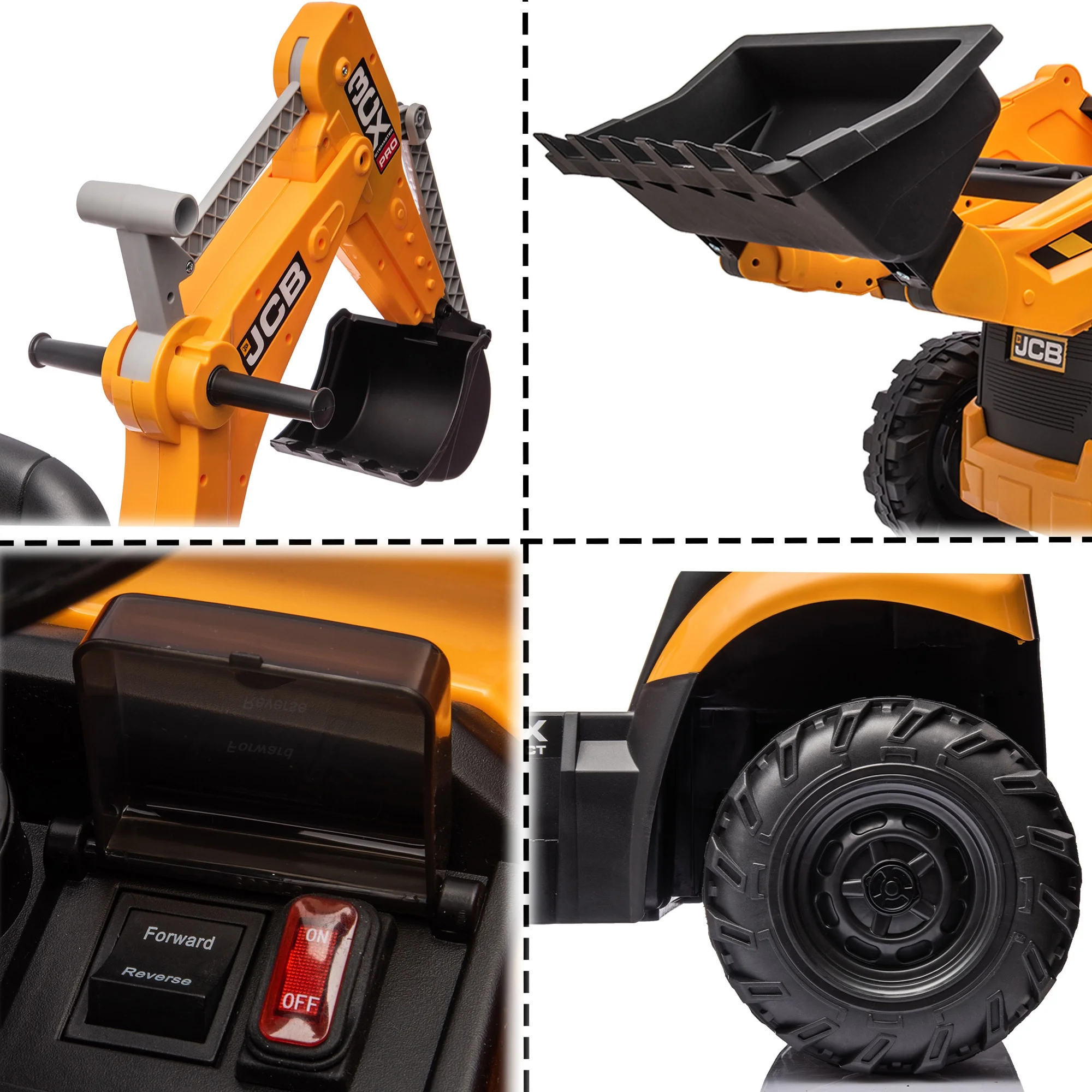 Hikiddo Electric Ride On Excavator for Kids, Licensed JCB 12V Ride-On Construction Toys with Remote - Womvr