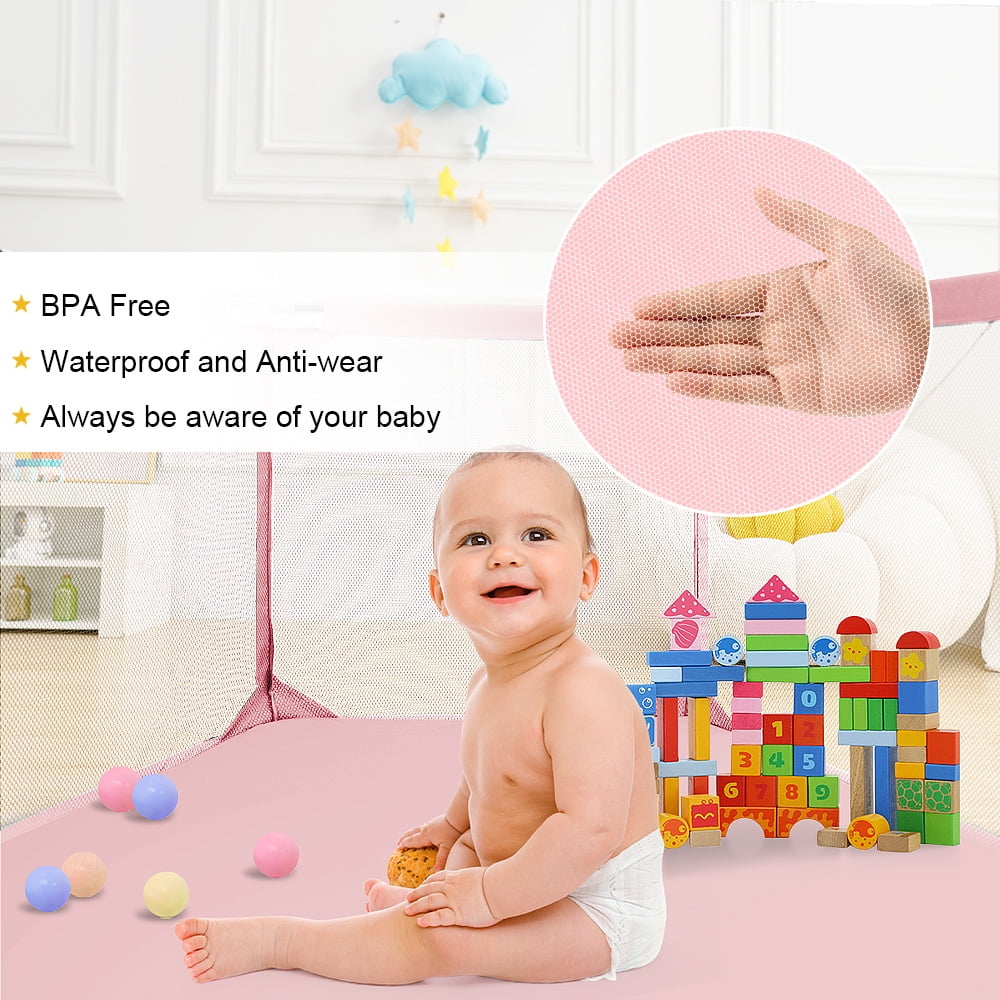 Baby Playpen, Travel Baby Playards, Baby Play Yard, 6Panels Portable Infant Play Game Area,Blue - Womvr