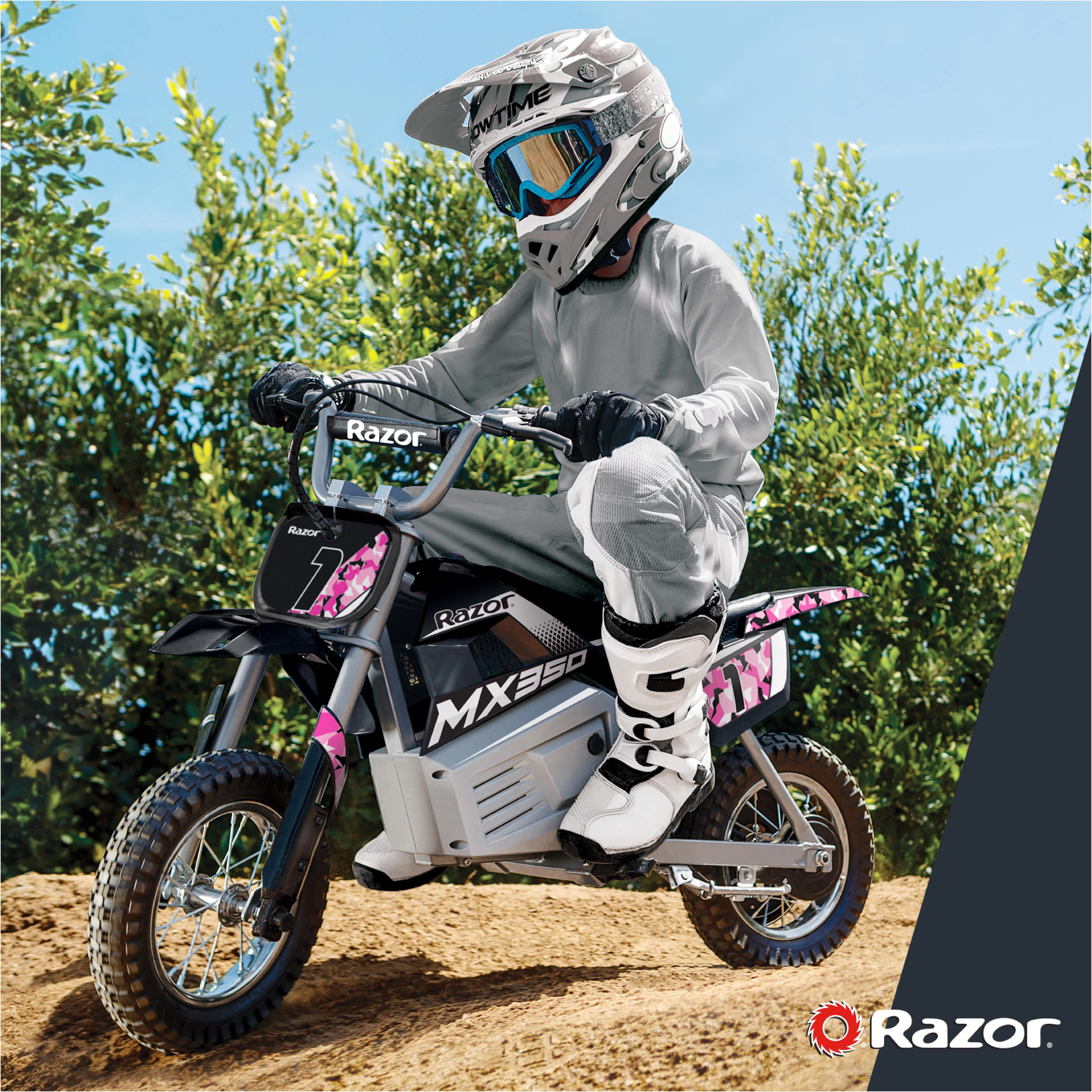 Razor Dirt Rocket MX350 - Black with Decals Included, 24V Electric-Powered Dirt Bike for Kids 13+ - Womvr