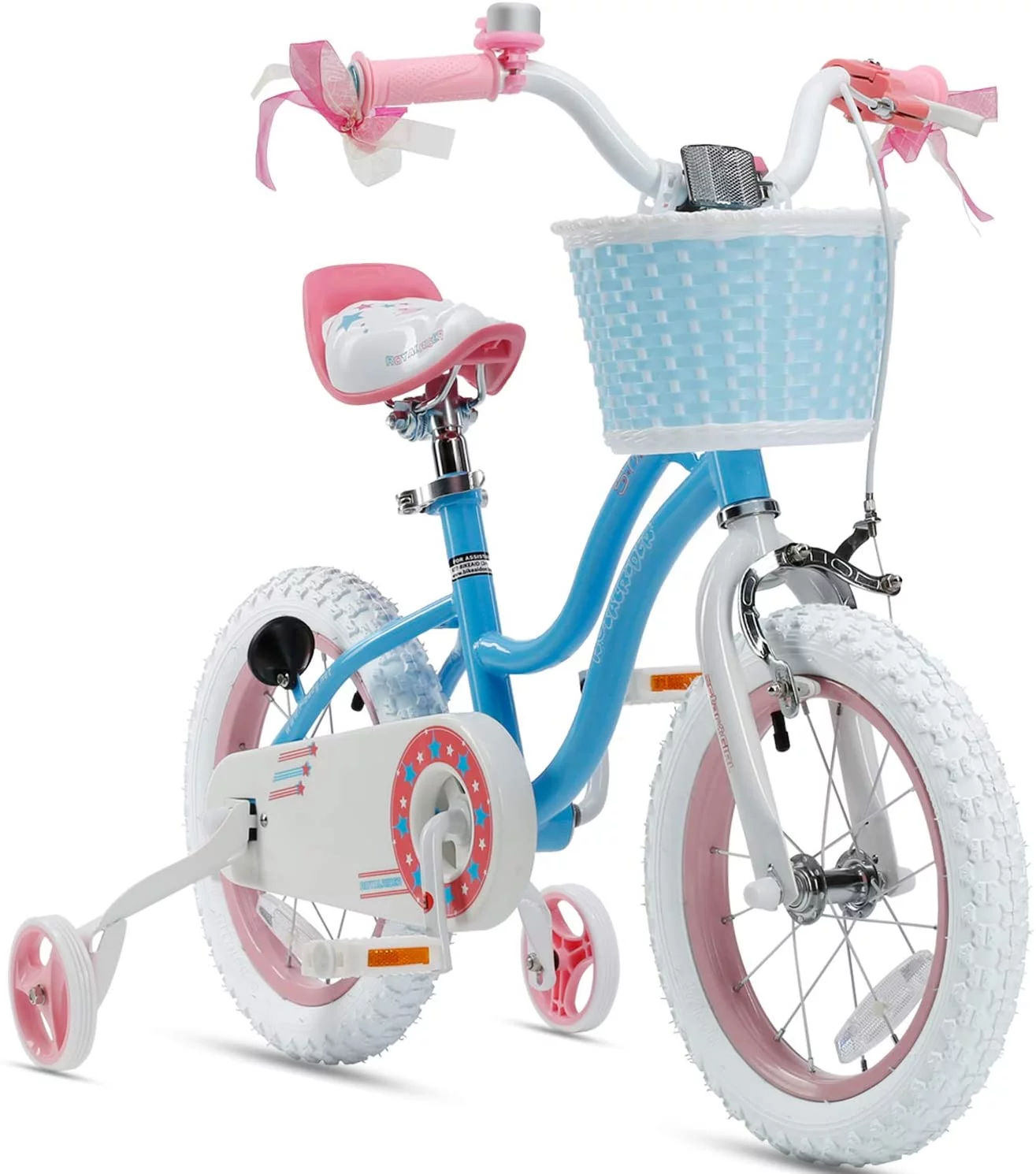 Royalbaby Girls Kids Bike Star girl 16 In. Bicycle Basket Training Wheels Kickstand Blue Child's Cycle - Womvr