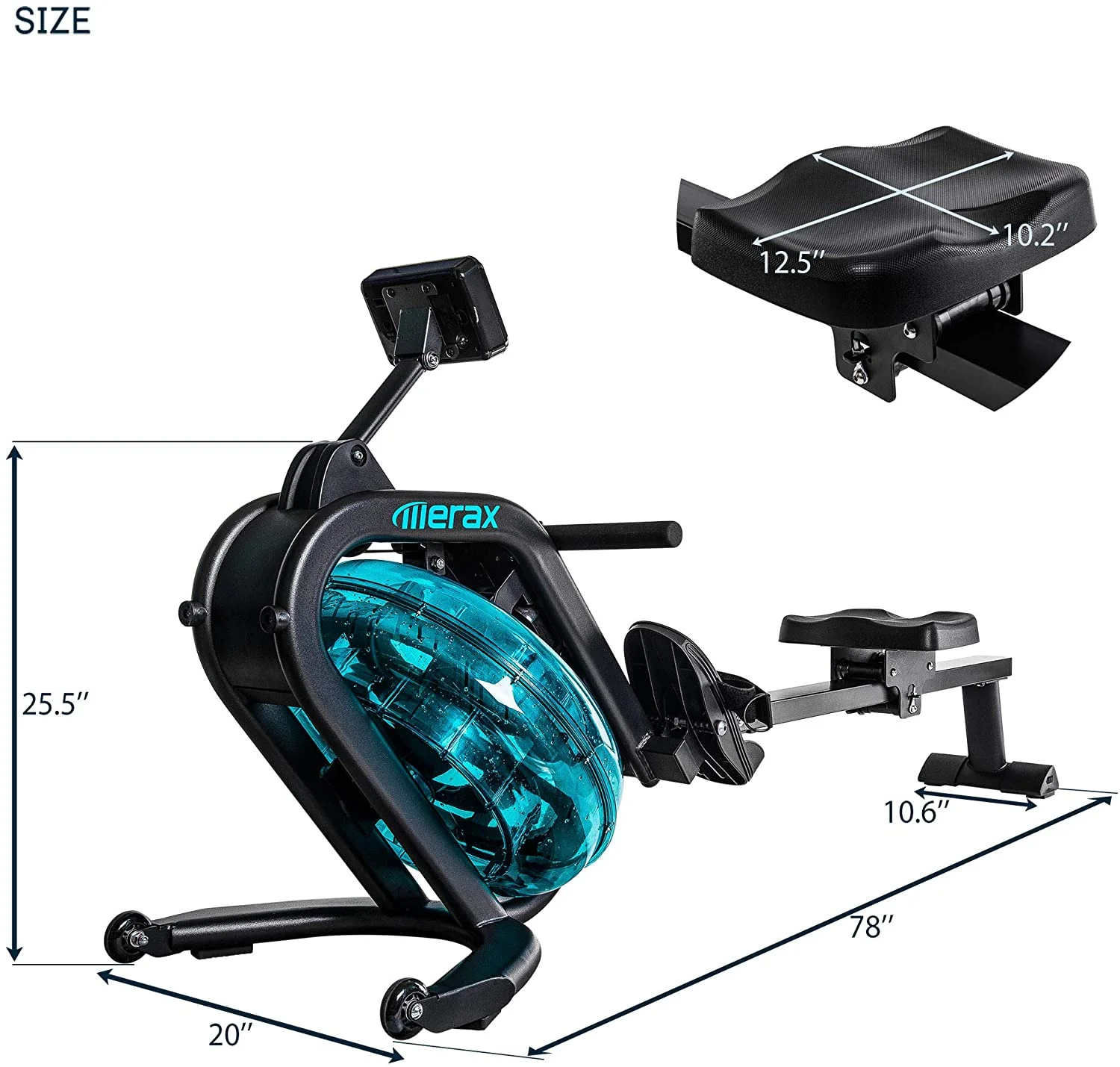 Fitness Rowing Machine Rower Ergometer, with 12 Levels of Adjustable Resistance, Digital Monitor - Womvr