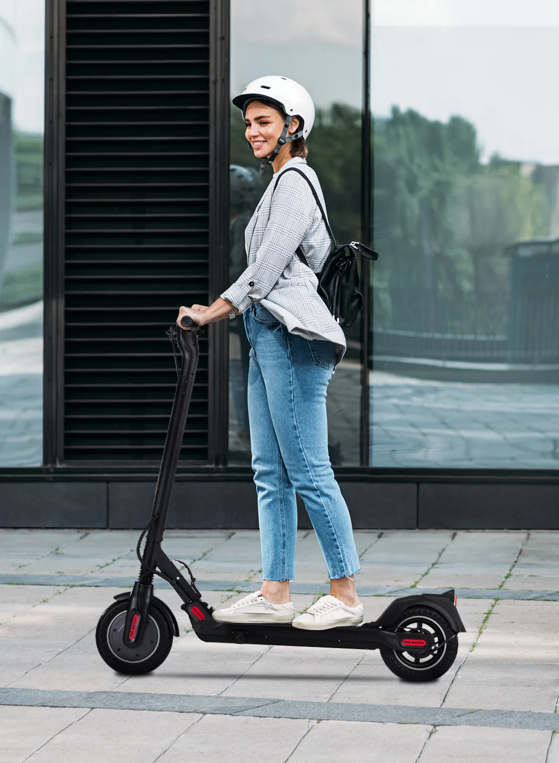 MICROGO M5 Upgrade Electric Scooter for Adults, 350W Motor and 8.5 inch Honeycomb Tires 19 Mph Top Speed Long Range Folding E Scooter Commuter - Womvr