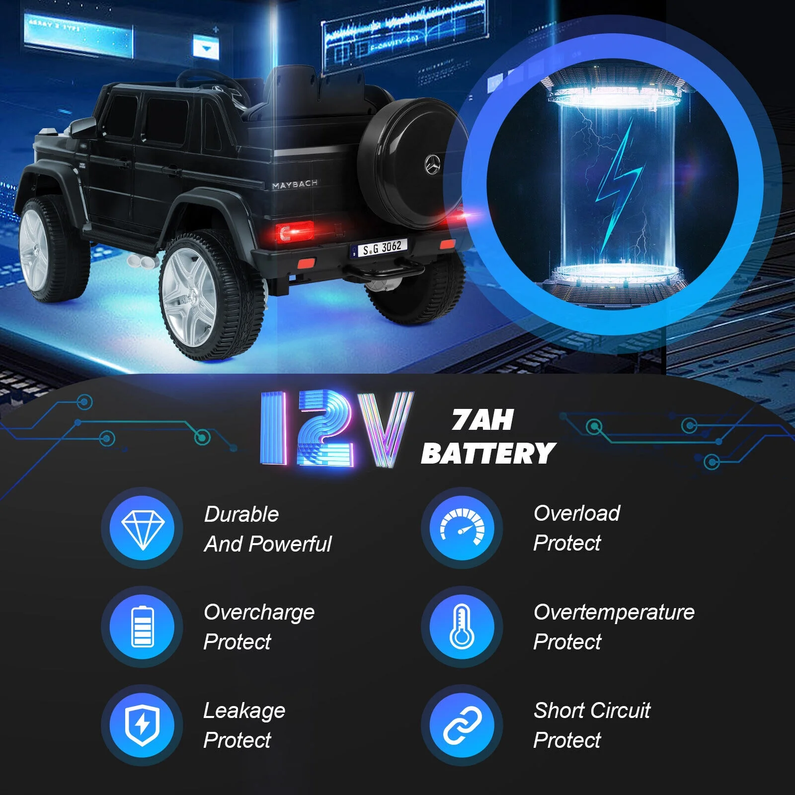 JOYLDIAS 12V Kids Ride on Car 3 Speeds Licensed Mercedes-Benz Electric Toy w/ Bluetooth, Remote Control, LED Lights (Pink) - Womvr