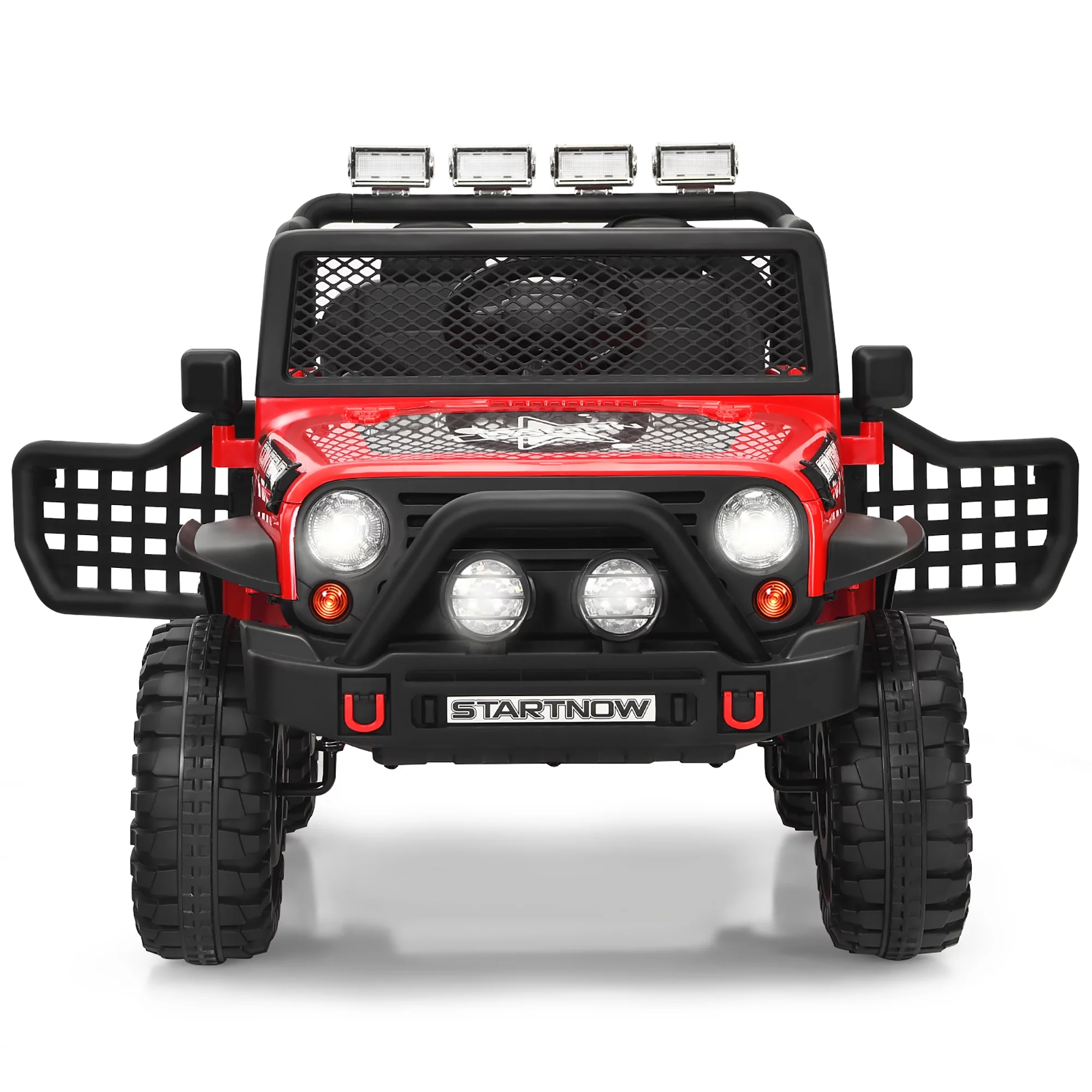 Costway 12V Kids Ride On Truck Remote Control Electric Car with Lights&Music Red - Womvr