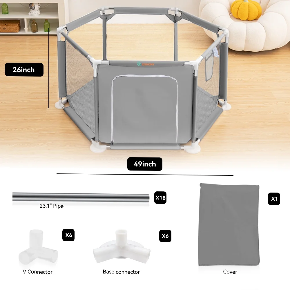 Baby Playpen, Travel Baby Playards, Baby Play Yard, 6Panels Portable Infant Play Game Area,Blue - Womvr