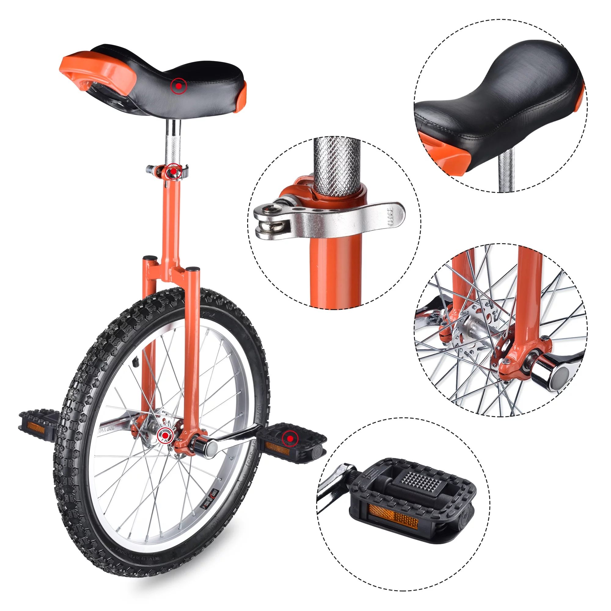 Yescom 18 In Wheel Outdoor Unicycle Skid-proof Tire Fitness Bicycle Balance Training for Adults Teenagers Kids, Silver - Womvr