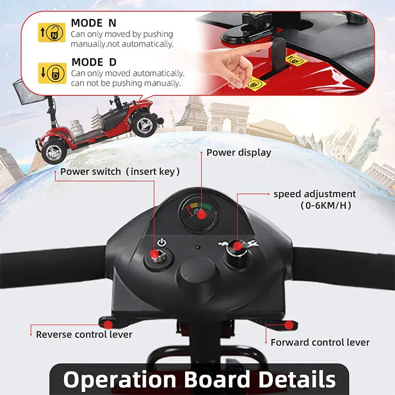 Engwe 4 Wheel Powered Mobility Scooters,Foldable Electric Wheelchair for Seniors-Red - Womvr