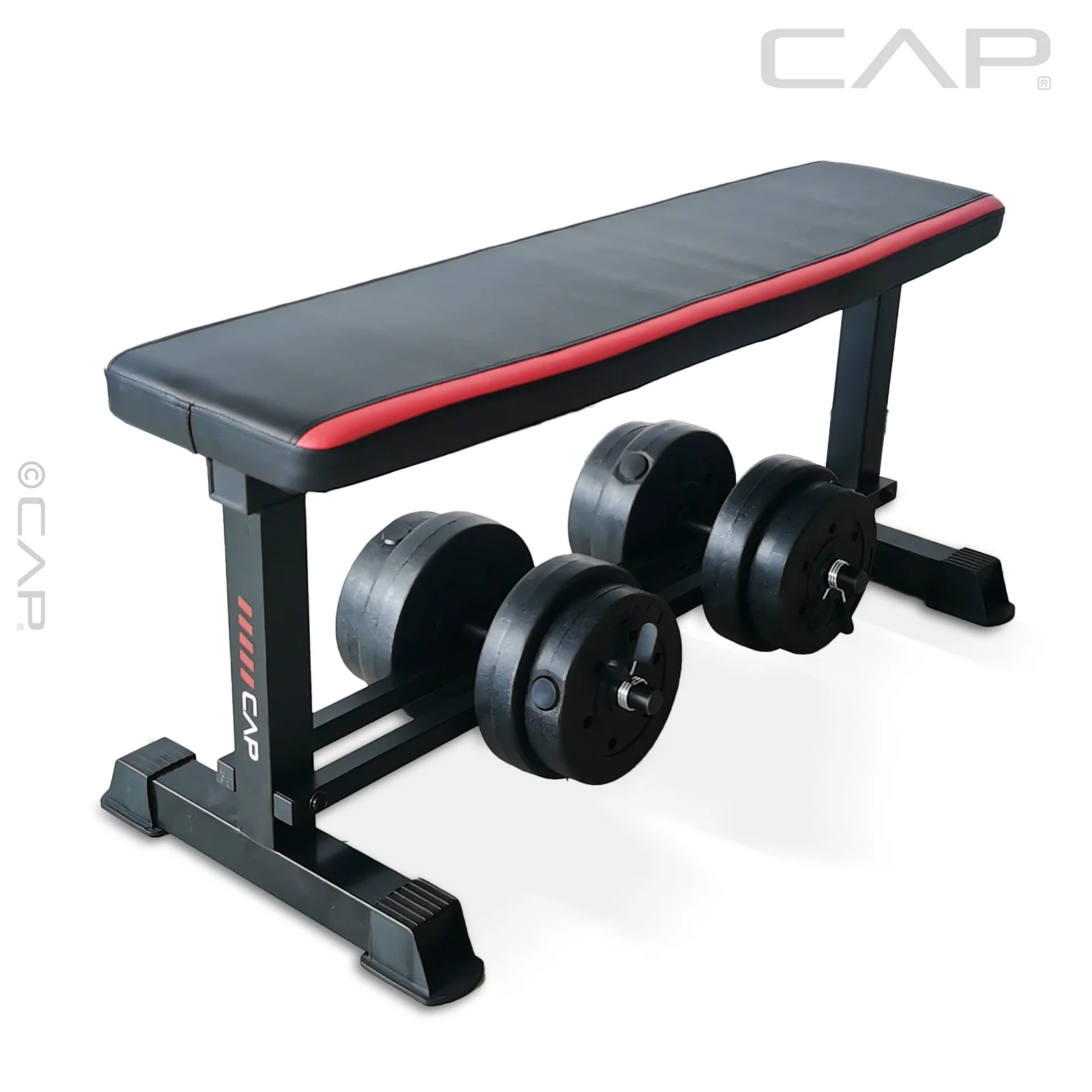 CAP Flat Weight Bench & 50 lb Adjustable Vinyl Dumbbell Set Combo - Womvr