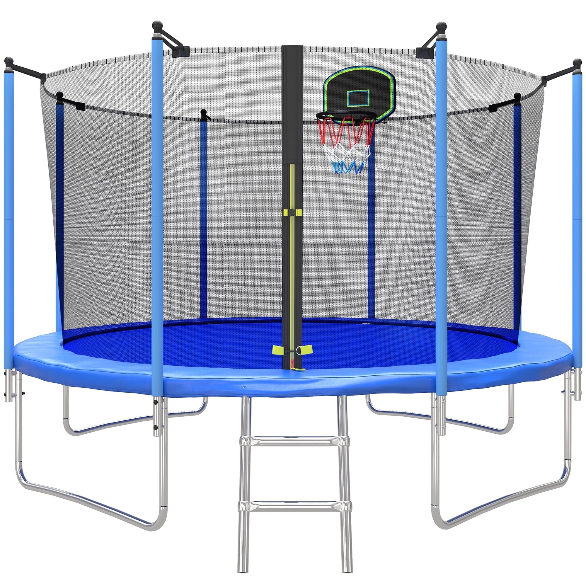SEGMART 10ft Trampoline for Kids with Basketball Hoop and Enclosure Net/Ladder,Blue - Womvr