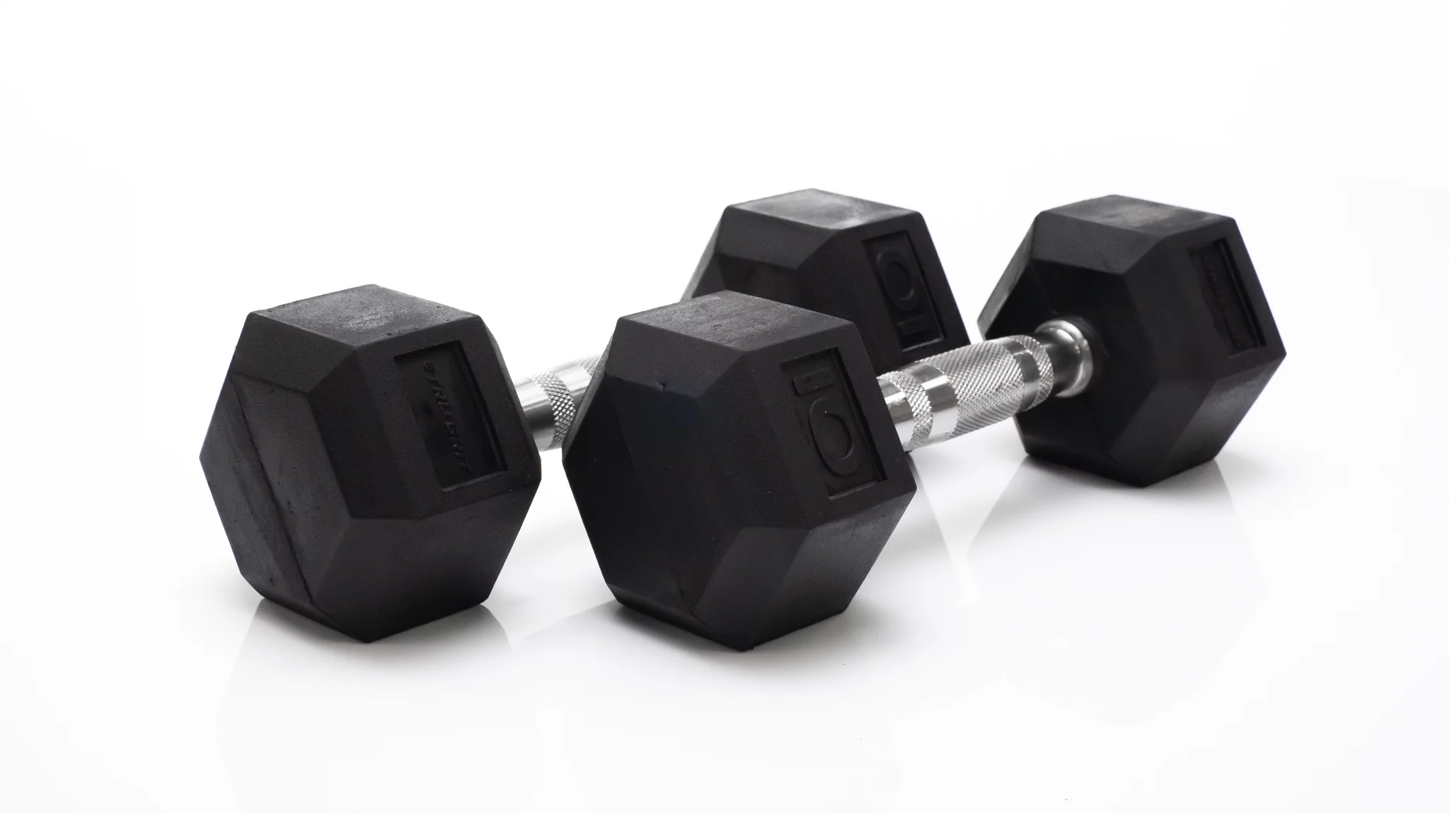 Tru Grit Fitness 10lb Black Rubber Hex Dumbbell, Pair - Womvr