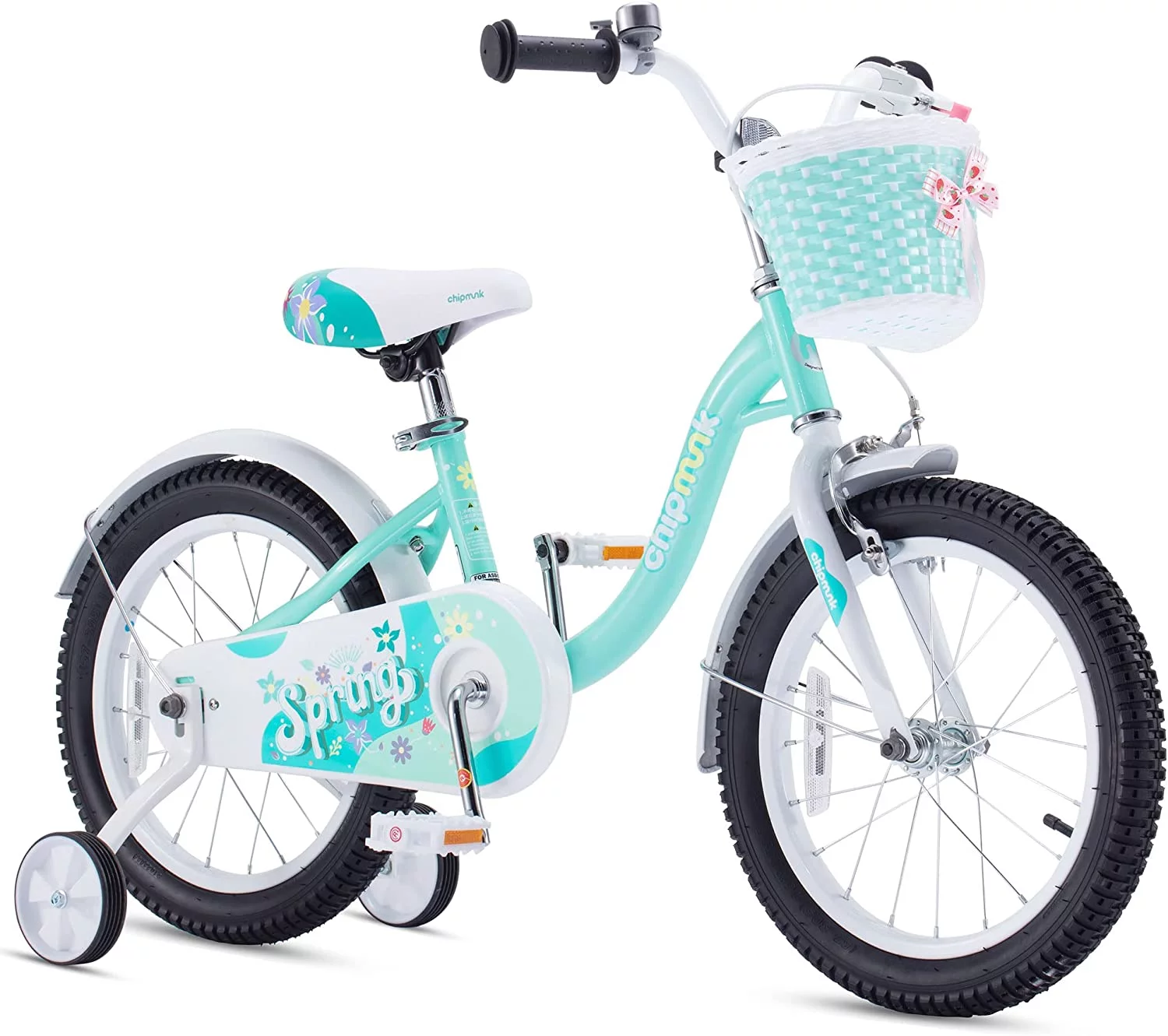 RoyalBaby Spring Kids Bike Girls 14 Inch Bicycle with Basket for Ages 3-9 Years Training Wheel Options Green - Womvr