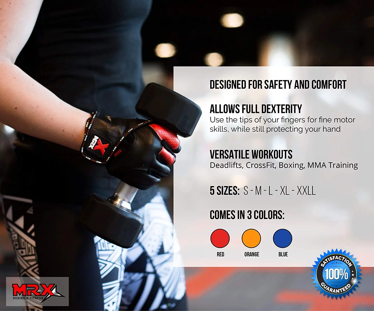 MRX Weight Lifting Gloves Gym Power Training Fitness Bodybuilding Glove Long Wrist Strap Black / Red M - Womvr