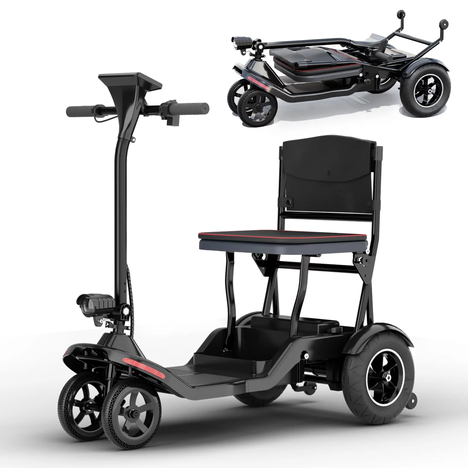 Luxury 4 Wheel Scooter - Portable Folding Mobility Scooter - Power Electric Mobility Scooters for Seniors, Adults - Womvr