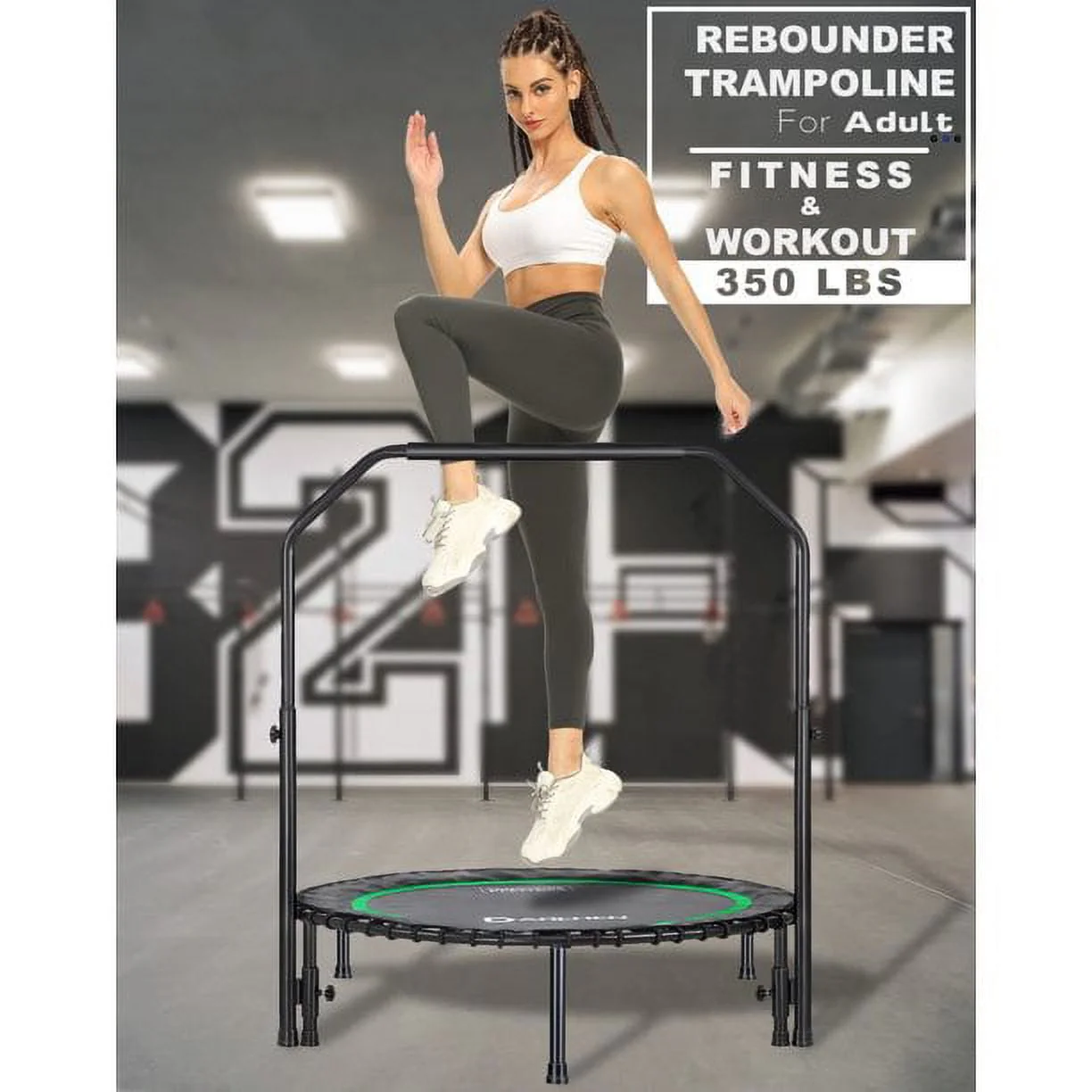 Darchen 450 lbs Mini Trampoline for Adults, Indoor Small Rebounder Exercise Trampoline for Workout Fitness for Quiet and Safely Cushioned Bounce, 40 Inch - Womvr