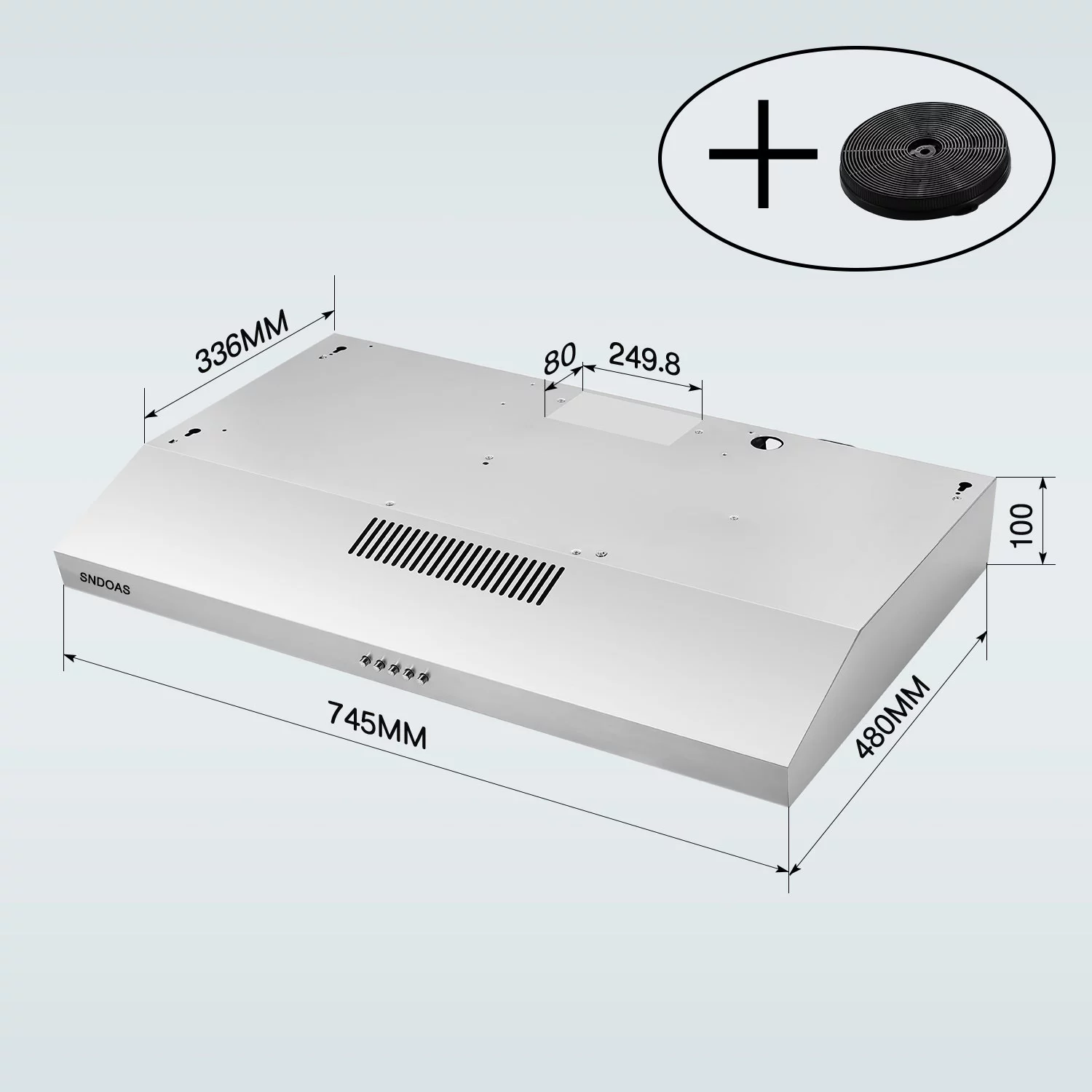 Range Hood 30-inch Under Cabinet Vent Hood 230 CFM Kitchen Hood Stainless Steel 3-Speed - Womvr