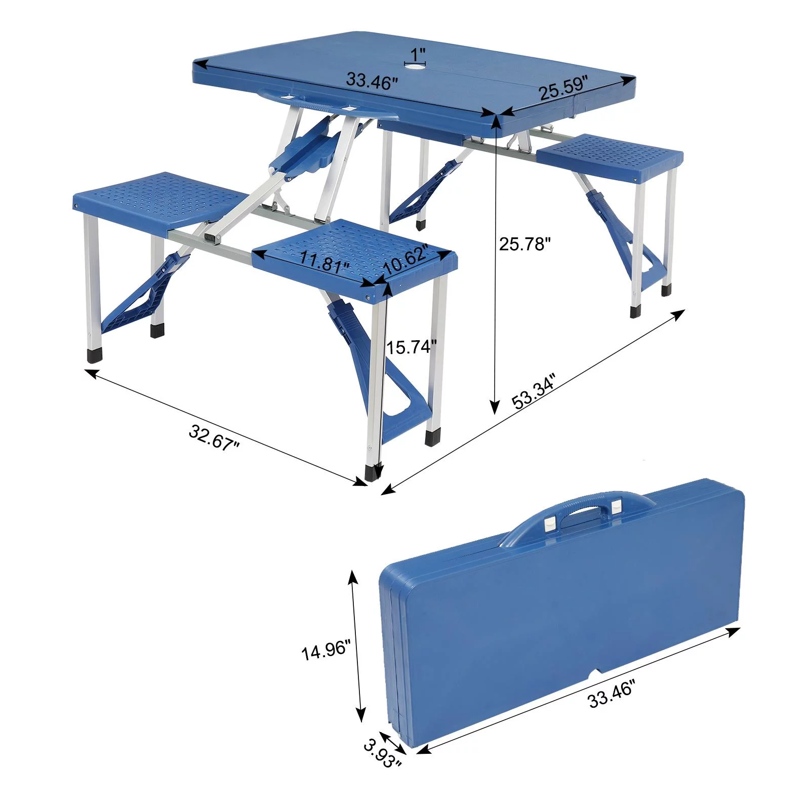 UBesGoo Folding Picnic Table With 4-Person Chair Seats Wood Aluminium Alloy - Womvr