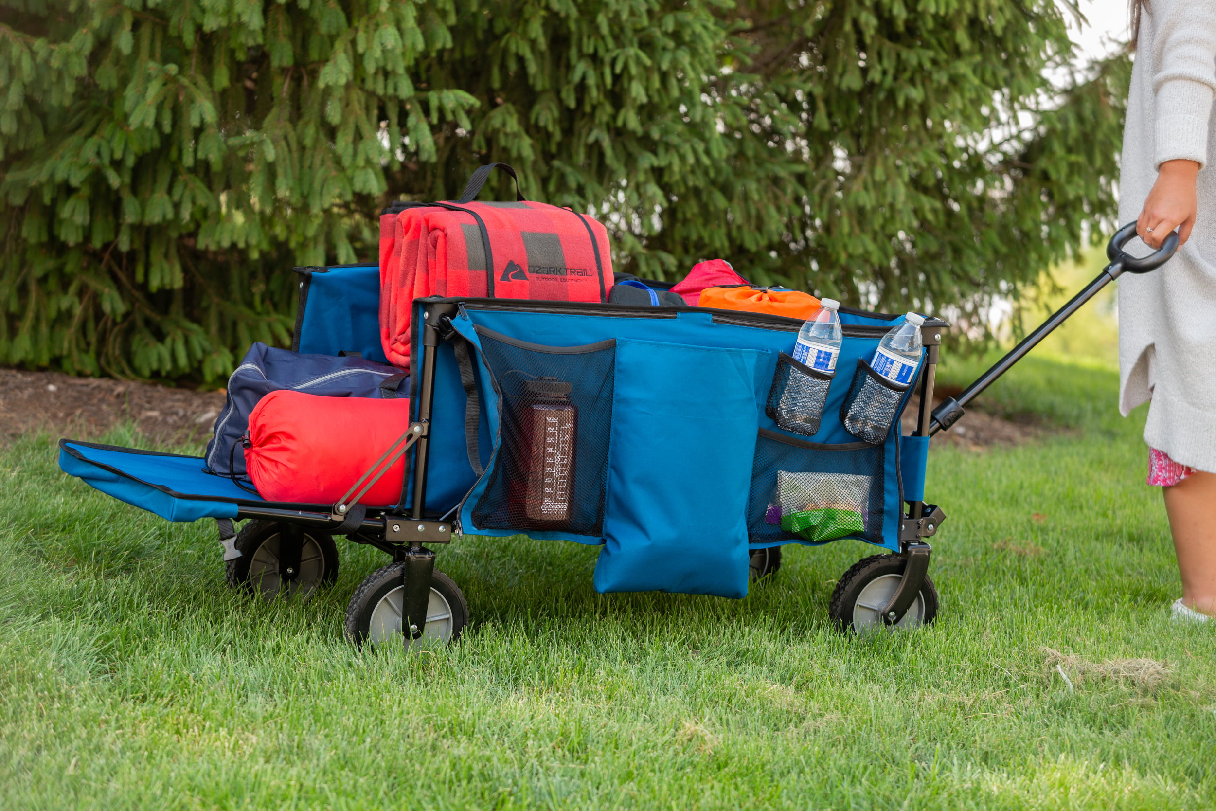 Ozark Trail Quad Folding Camp Wagon with Tailgate, Blue - Womvr
