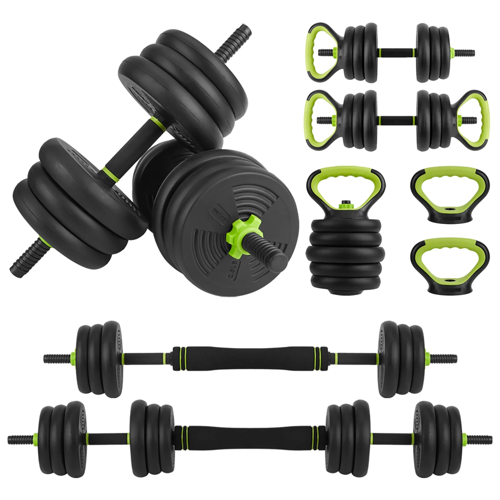 Adjustable Weight Dumbbell Set, 66LBS/88LBS 4 in1 Dumbbells Set,  Dumbbell, Barbell, Kettlebell and Push-up for Home Gym, Fitness Exercise Equipment for Men and Women - Womvr