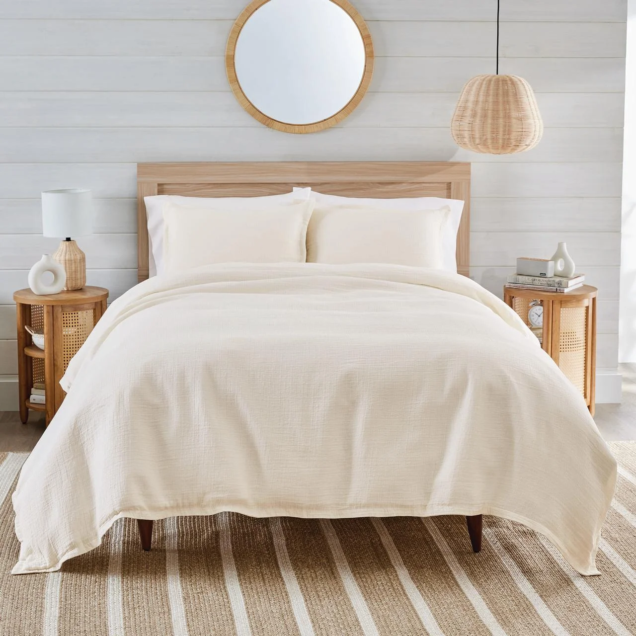 Better Homes & Gardens 3-Piece Sage Green Crinkled Gauze Duvet Set, Adult Full/Queen - Womvr