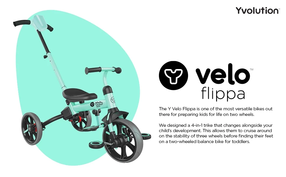 Yvolution Velo Flippa 4-in-1 Triicycle to Balance Bike 2-5 Years (Red) Unisex - Womvr