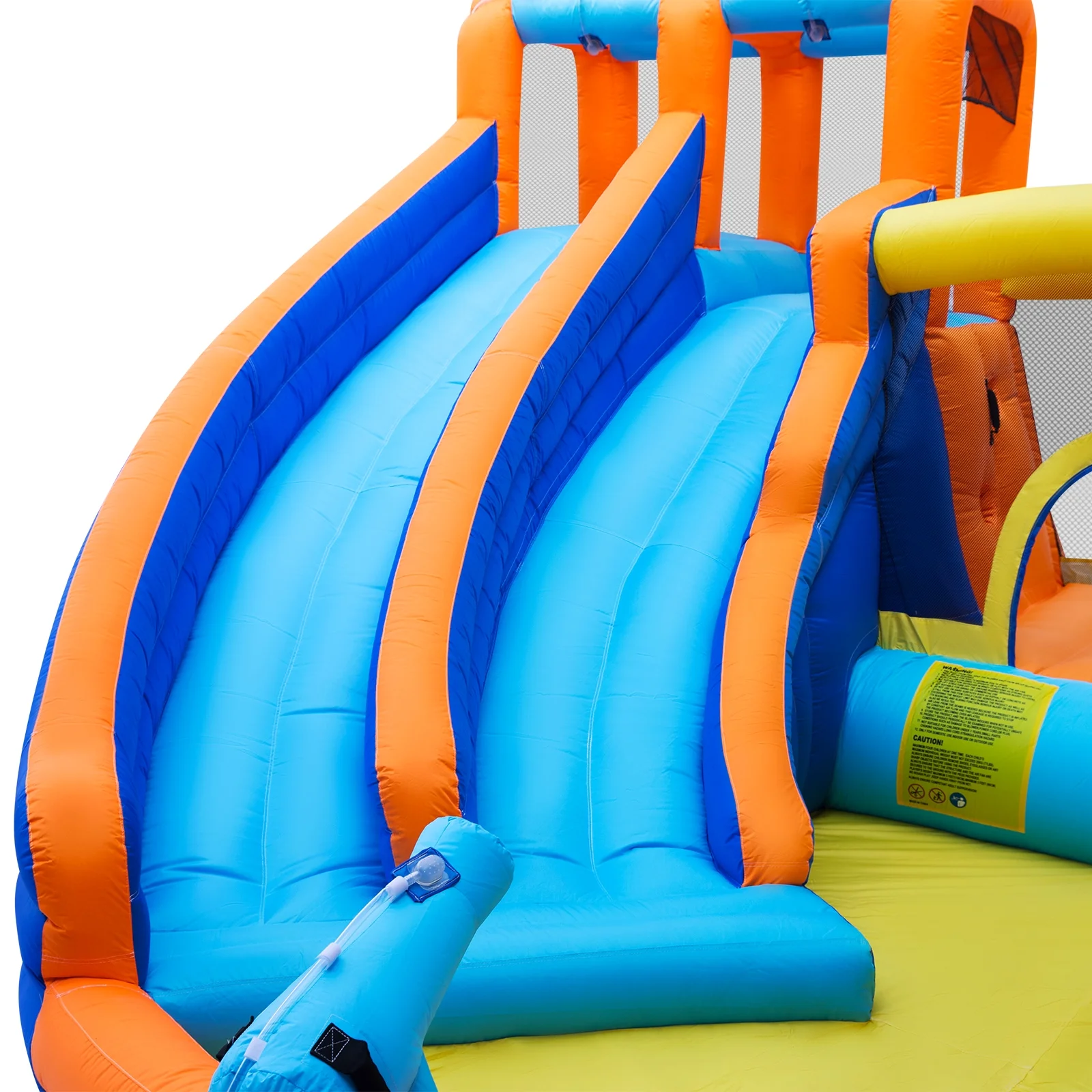 JOYLDIAS Kids Inflatable Water Slide Giant Water Park Double Slide Bouncer Playhouse Castle with 4 Water Guns, Pool, Jump Area, Climbing Wall, Air Blower - Womvr