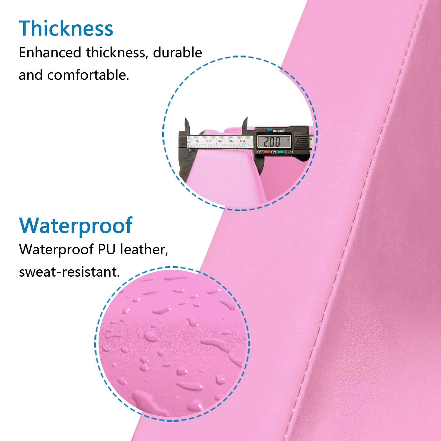 Matladin 8' Folding Gymnastics Gym Exercise Aerobics Mat, 8ft x 2ft x 2in PU Leather Tumbling Mats (Pink) - Womvr